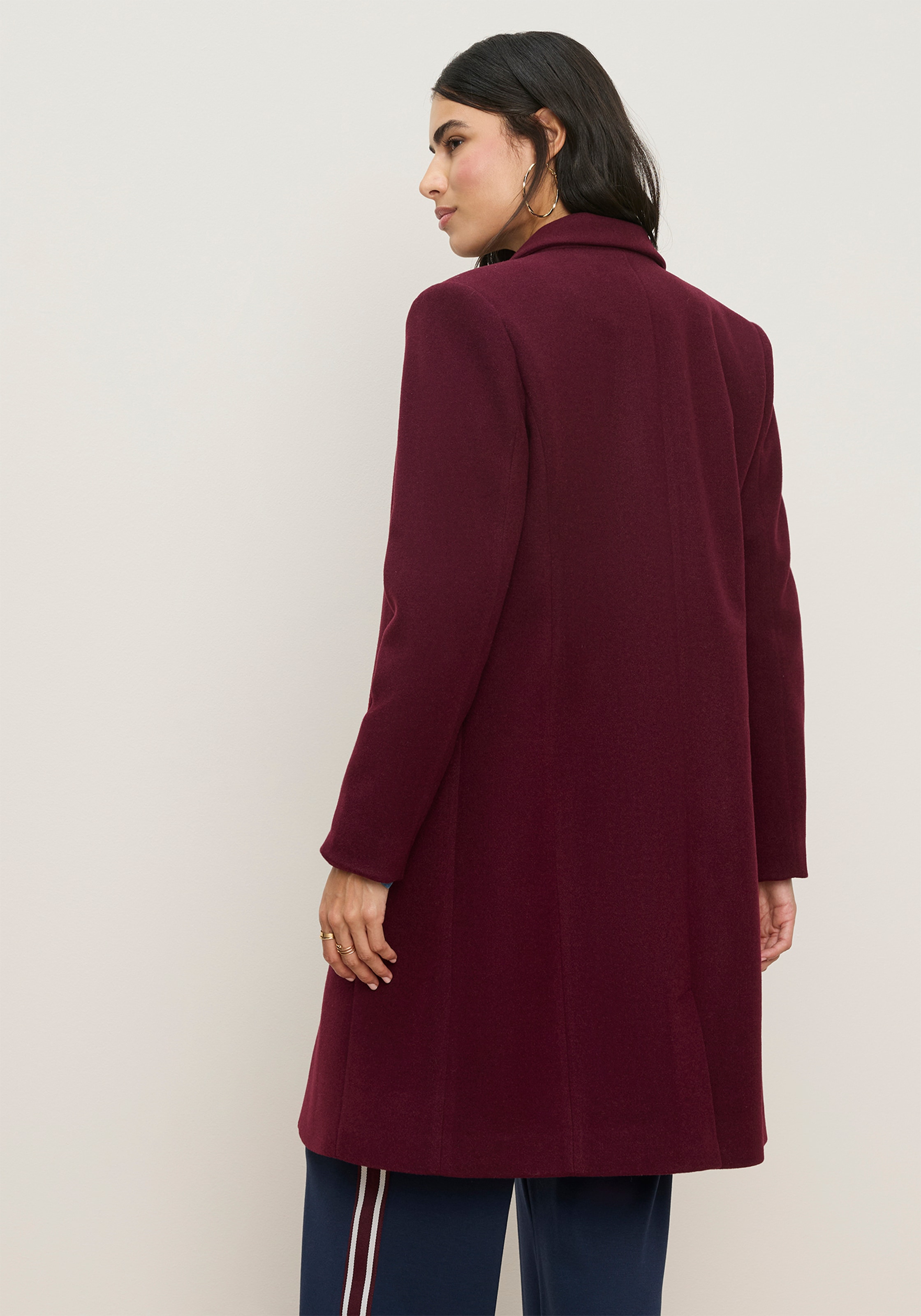 Tamaris Manteau long coupe ajustée, col à revers et boutons, idéal pour la mi-saison