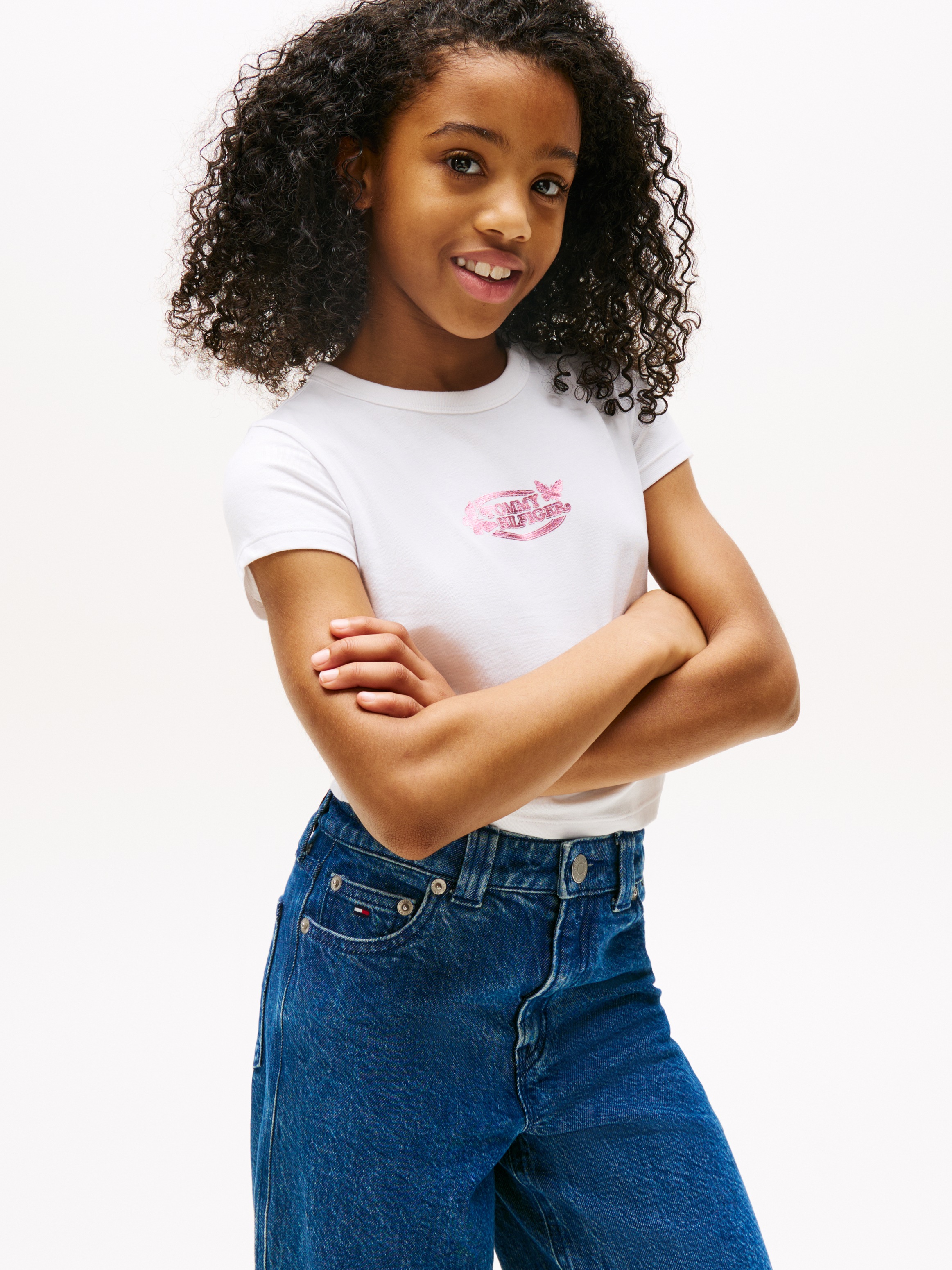 Image of Tommy Hilfiger T-Shirt "BUTTERFLY GRAPHIC TEE SS" für Kinder bis 16 Jahre, mit glänzendem Druck