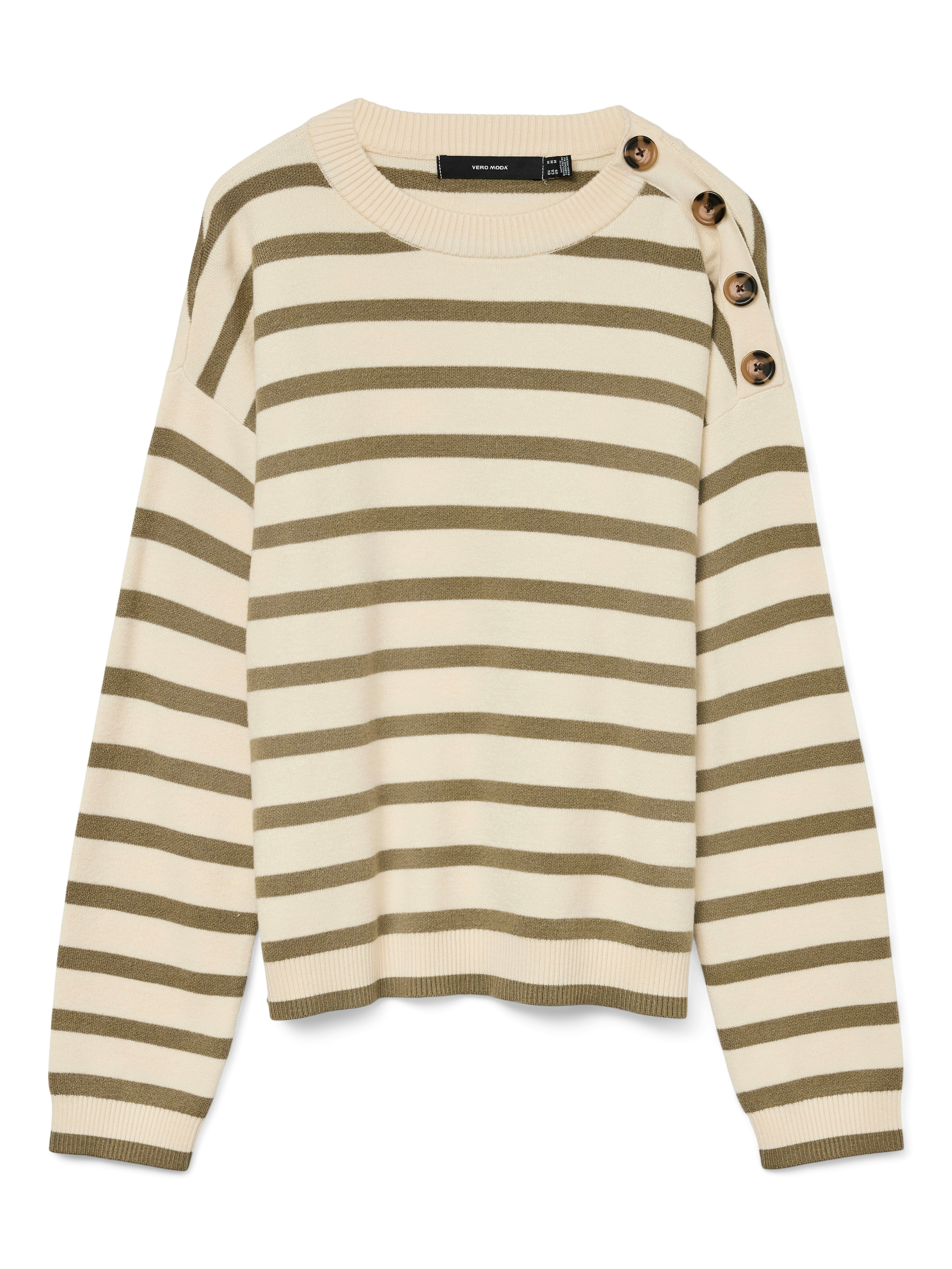 Vero Moda Rundhalspullover »VMSABA LS O-NECK BUTTON PULLOVER GA NOOS« mit Zierknöpfen auf der linken Schulter