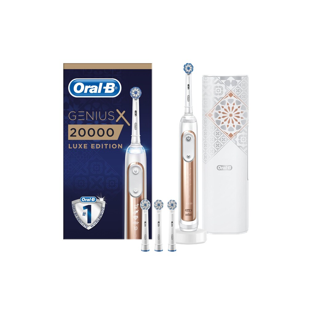 Oral-B Elektrische Zahnbürste »GeniusX Luxe Edition Rosegoldfarben«, 1 St. Aufsteckbürsten