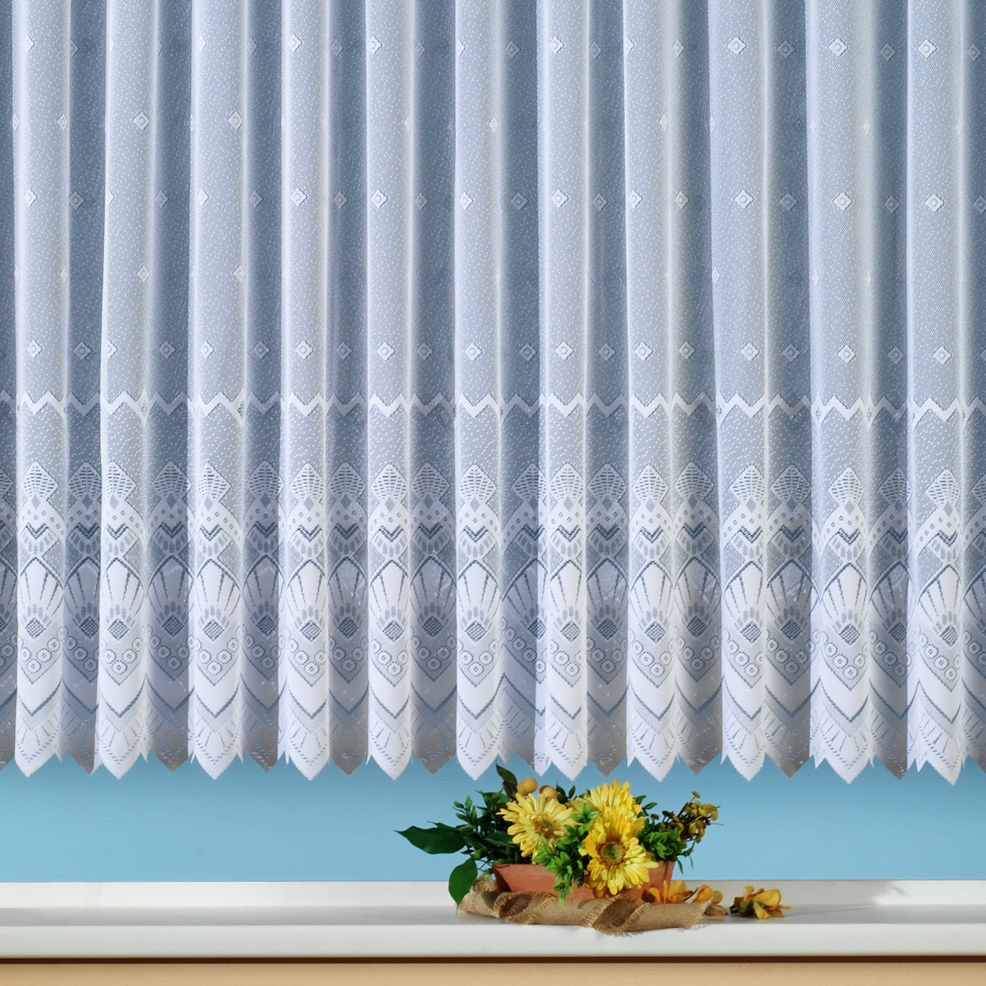 Image of Weckbrodt Gardine "London" Kräuselband 1 Stk. tlg. Jacquard, Allover, Motiv, halbtransparent, Bordüre, Sockel, Store