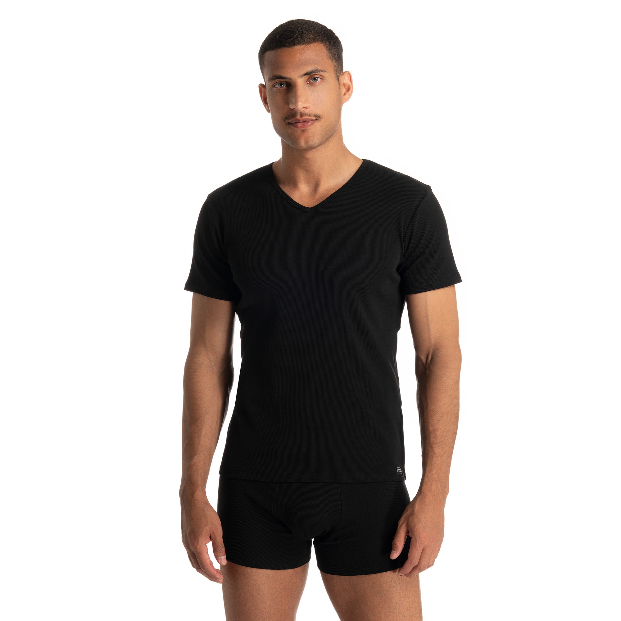Image of Bruno Banani V-Shirt "FINE RIB" Feinripp, Kurzarm, V-Neck, Cotton-Mix