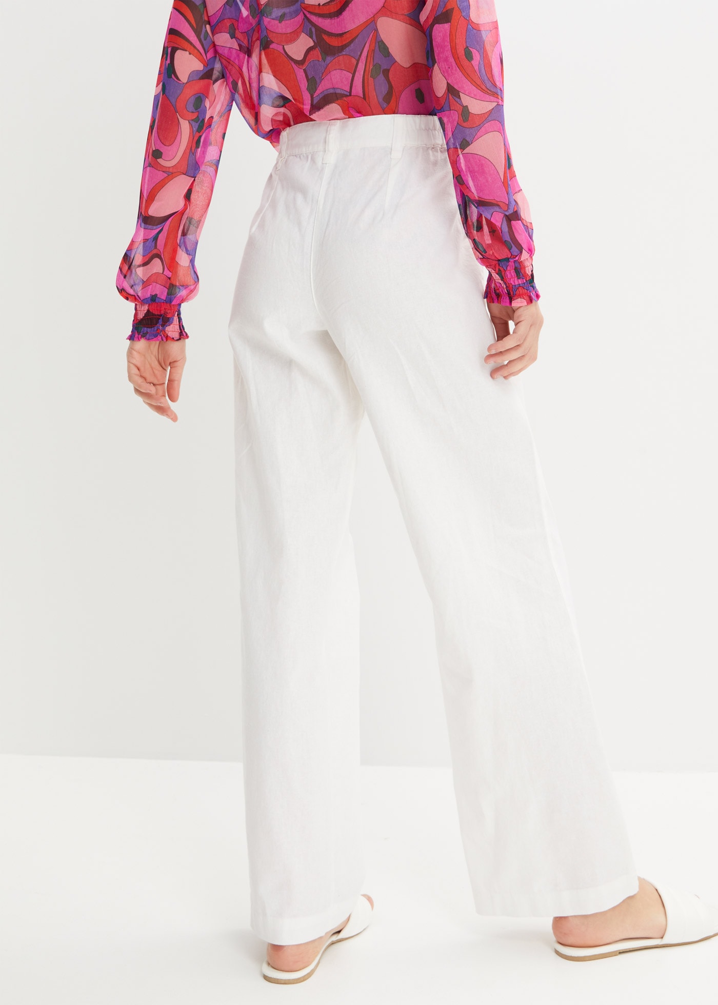 bonprix Pantalon en lin  mélange lin-coton, coupe loose fit, hauteur de taille confortable