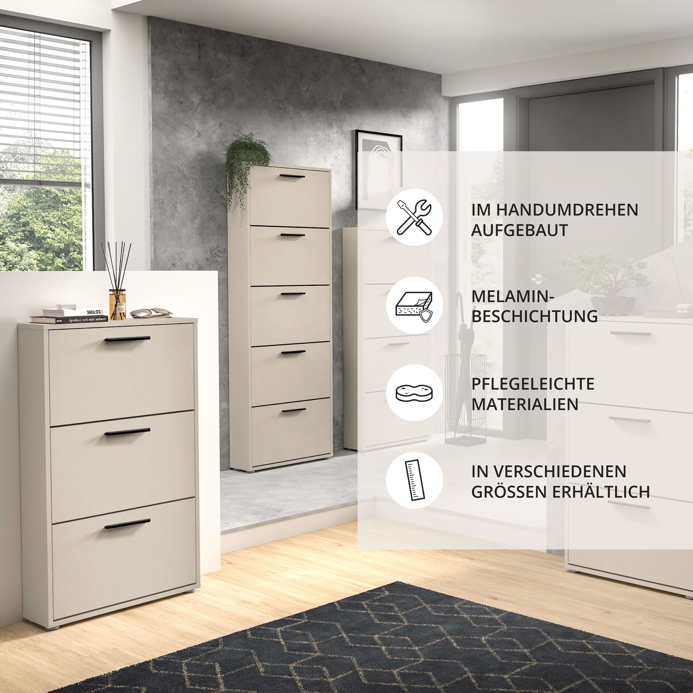 HBZ Basculeur de chaussures »Sam Schuhkipper, Schuhschrank BxHxT 59x136x17 cm« 1 cuis tlg. Breite 59cm, FSC-Mix Credit