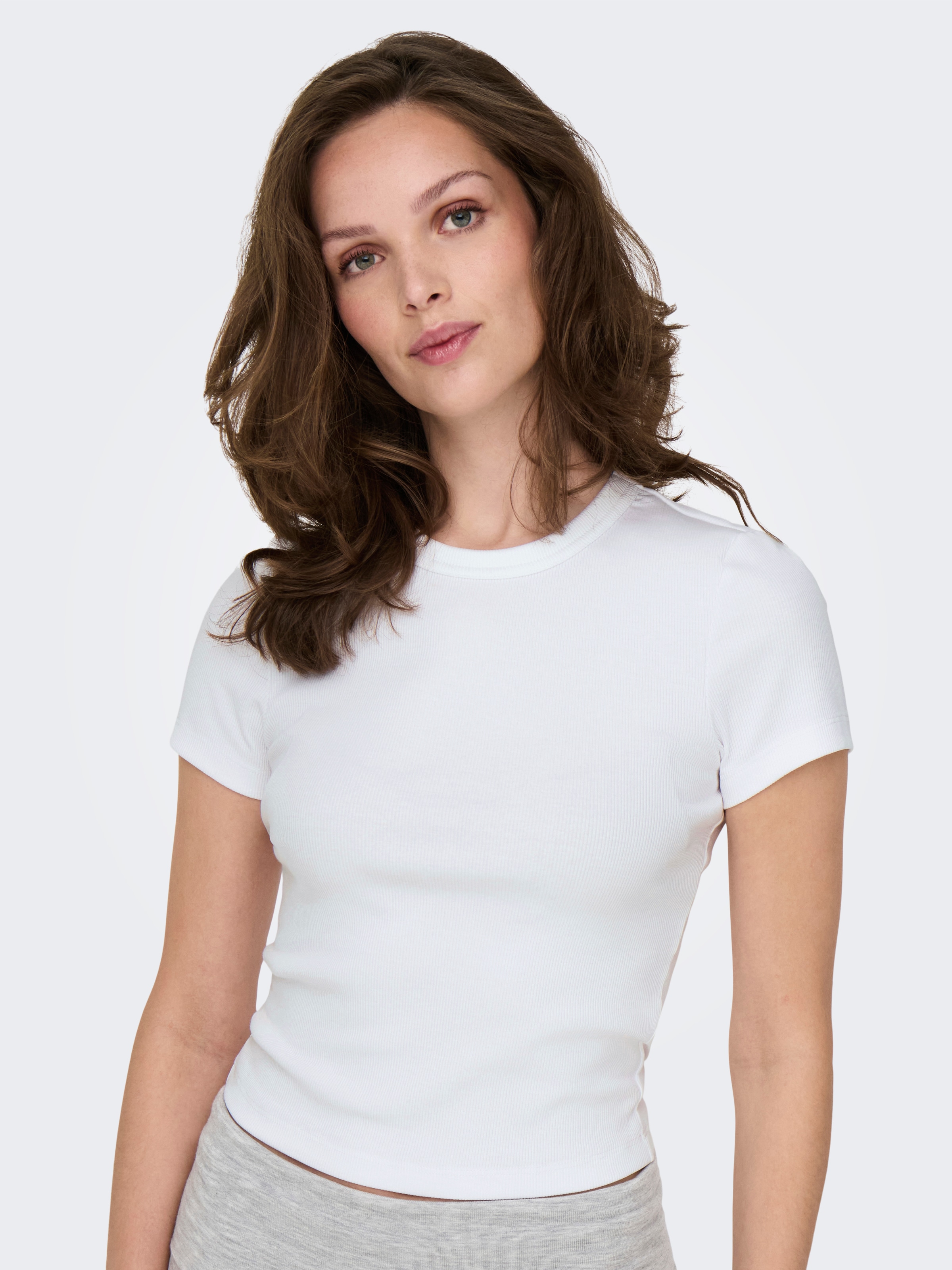 ONLY Kurzarmshirt »ONLVAL – Basic-Shirt mit Stretchkomfort für jeden Tag«, regular fit, modisch, Jersey, Baumwollmischung, Rundhals