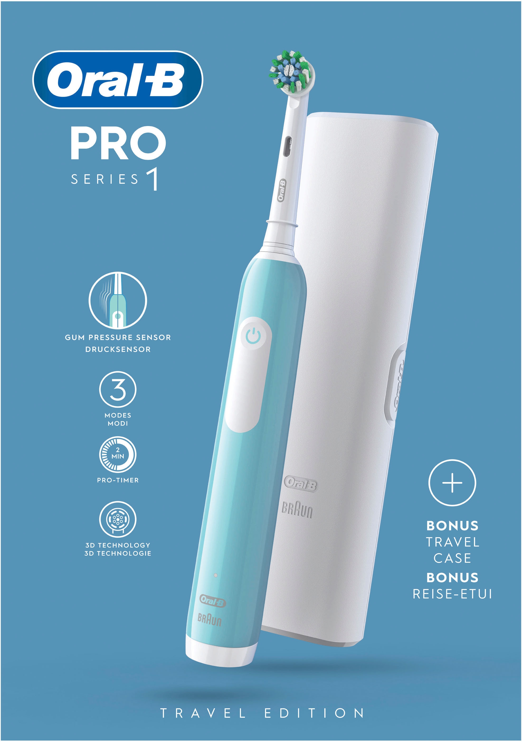 Oral-B Elektrische Zahnbürste »PRO Series 1« 1 Stk. Aufsteckbürsten Drucksensor