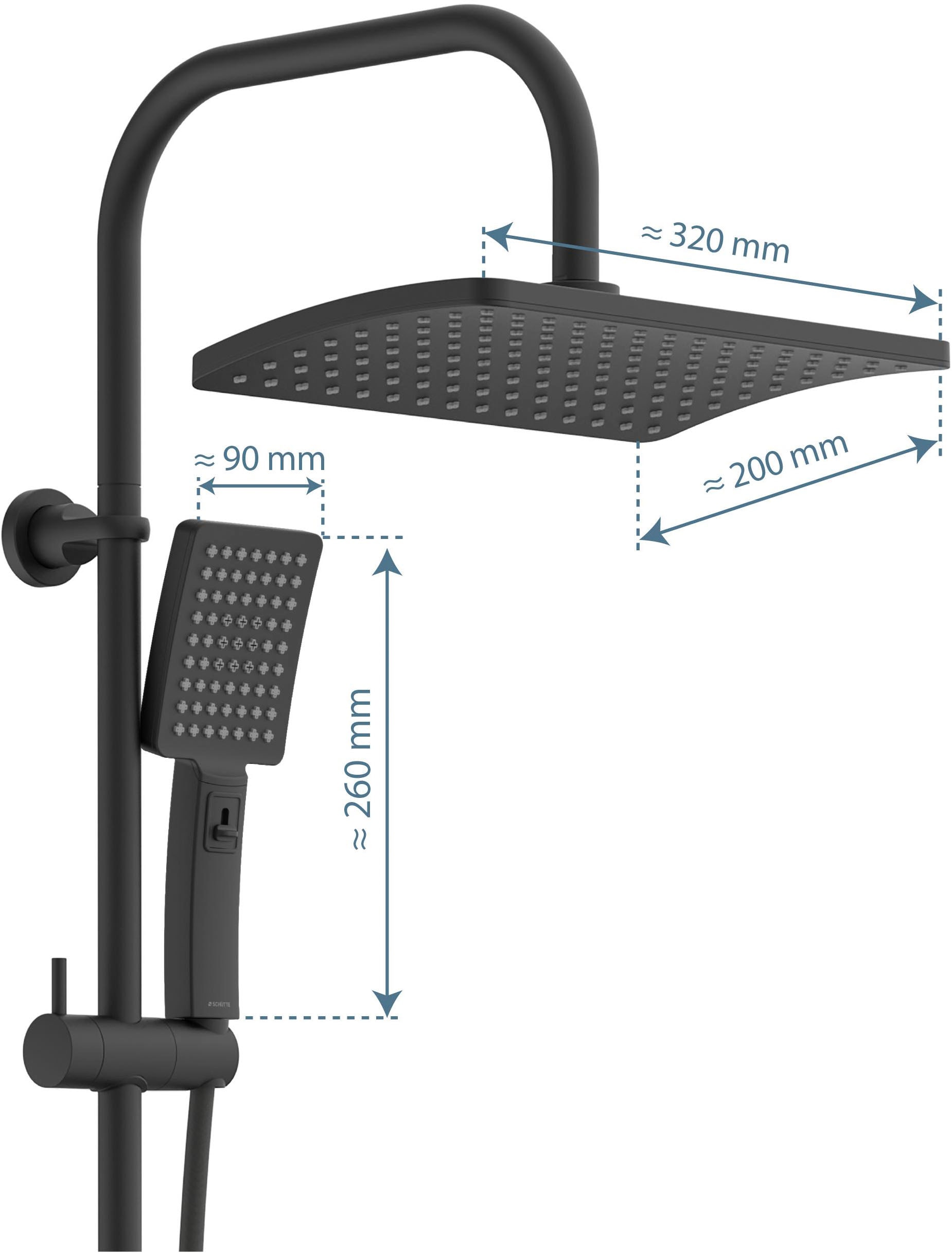 Schütte Garniture de douche »Mallorca« Duschsystem mit Kopfbrause und Handbrause