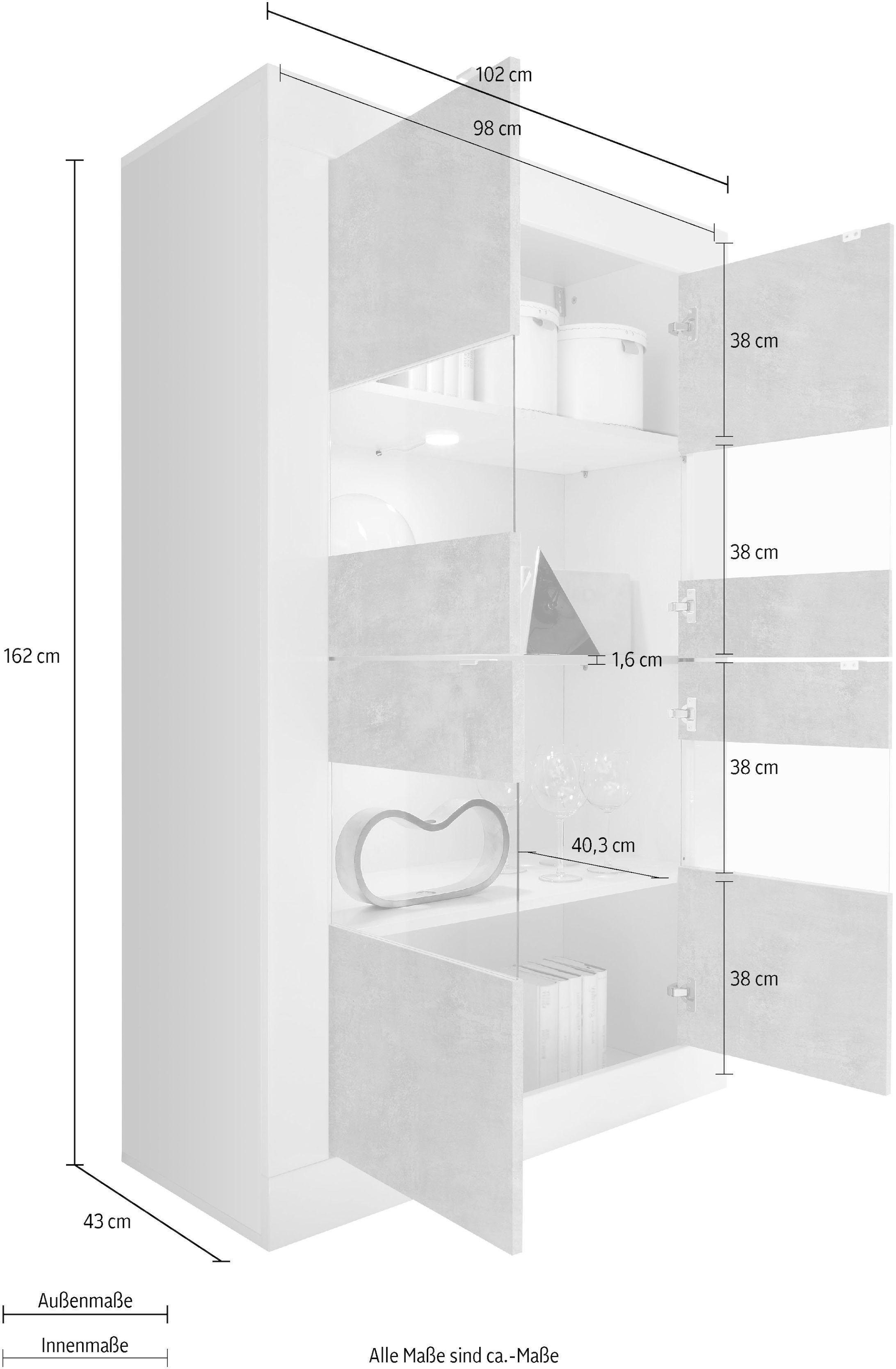 LC Stauraumvitrine »Basic«, Höhe cm 162 versandkostenfrei auf