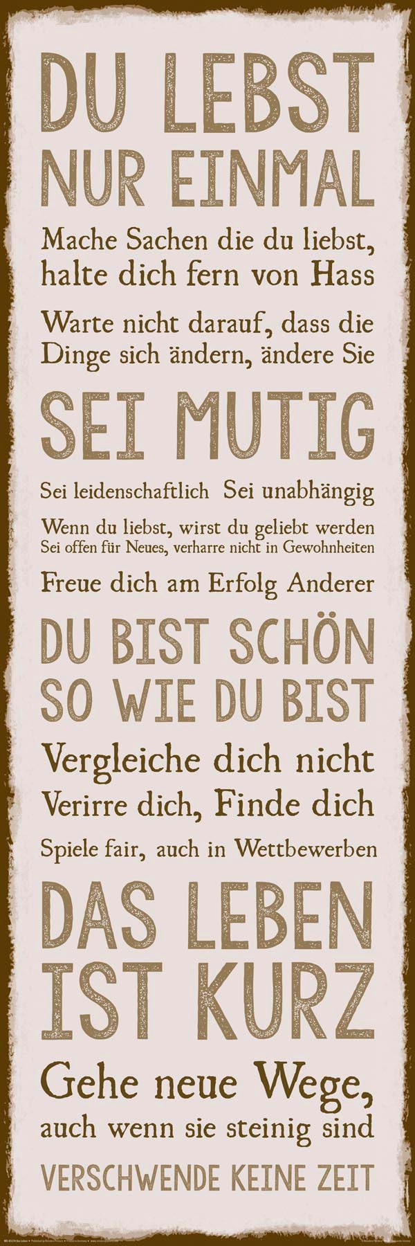 Reinders! Deco-Panel »Das Leben«, Spruch 30x90 cm