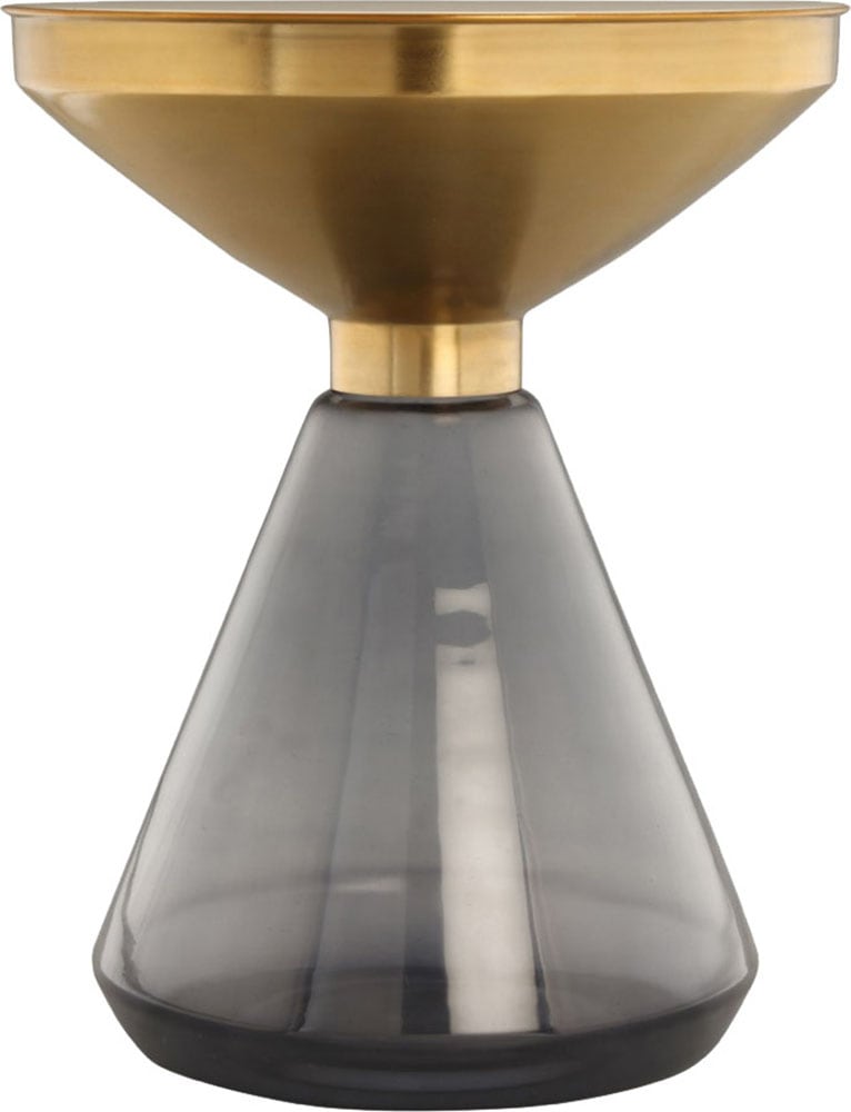 Kayoom Beistelltisch »Roman 325, mundgeblasener Glaskorpus«, (1 St.), mundgeblasener Glaskorpus, Retro-Design, goldfarbenene Metall-Tischplatte