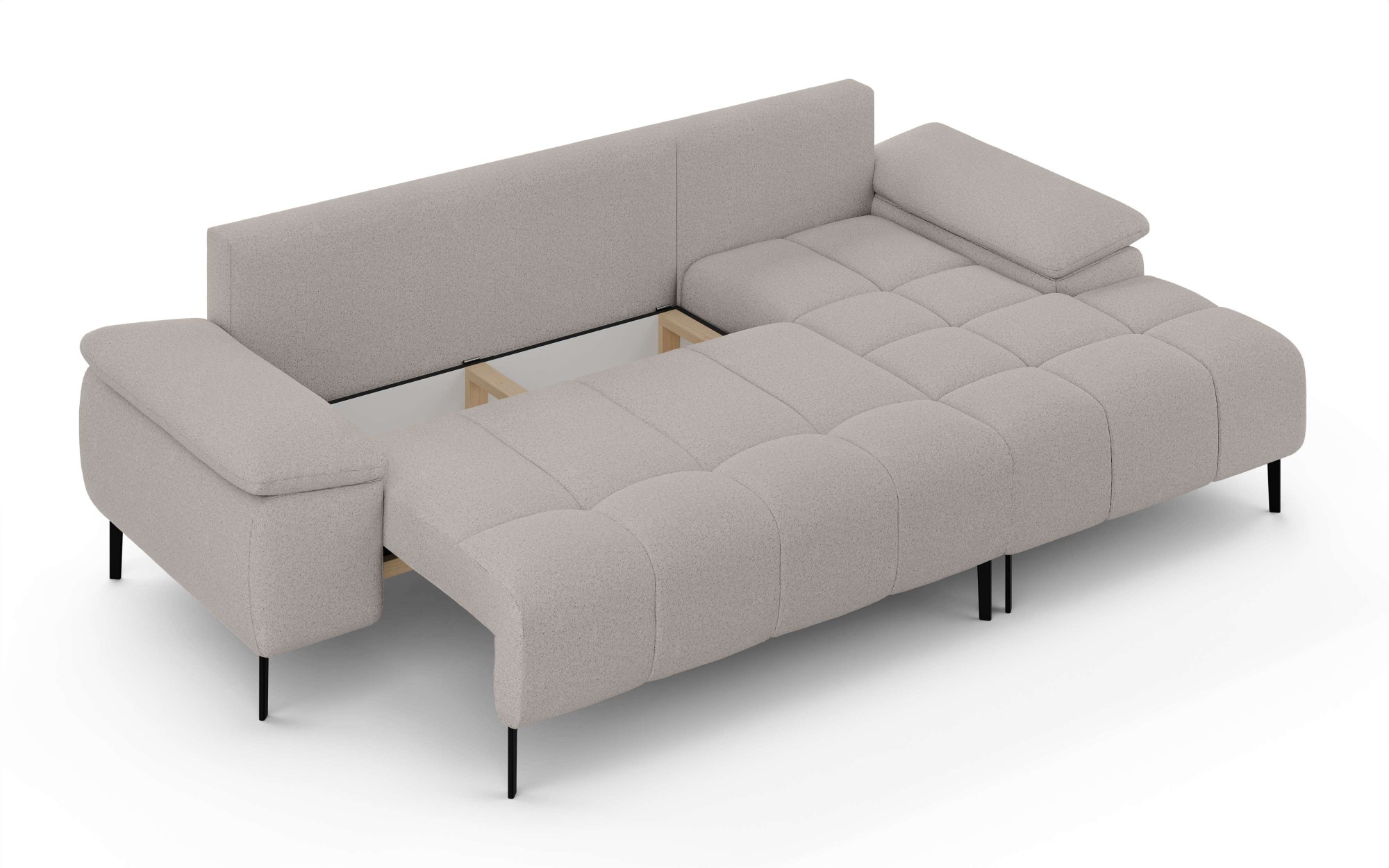 INOSIGN Ecksofa »DROMARA Schlafsofa mit Bettkasten, Masse: B/T/H 277/141/91 cm«, L-Form mit Recamiere rechts/links bestellbar, Wellenunterfederung