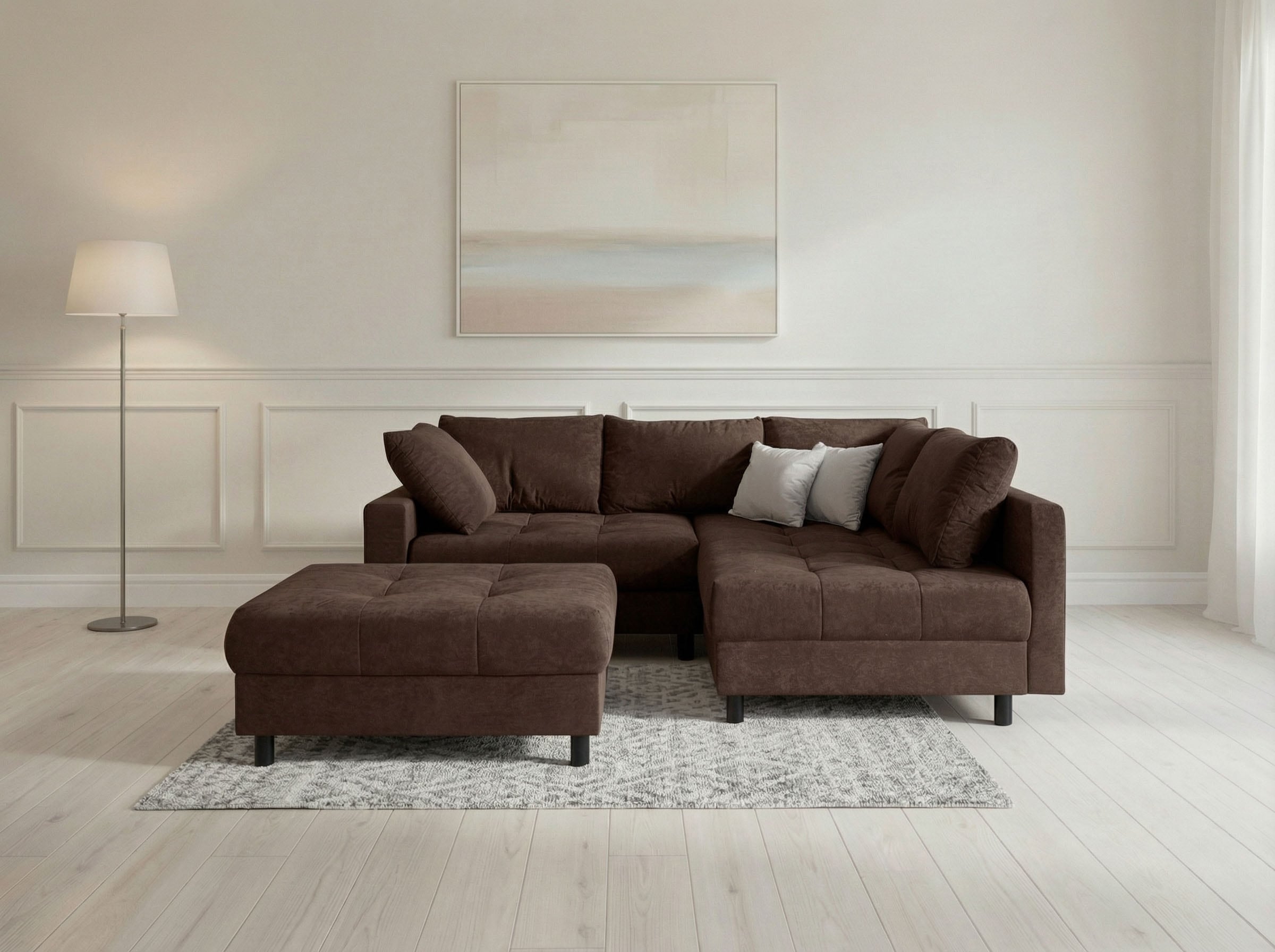 Image of COLLECTION AB Ecksofa "Antonia L-Form, B: 215 cm" Ecksofa, Rückenkissen, ottomane beidseitig montierbar, Bonnelfederkern