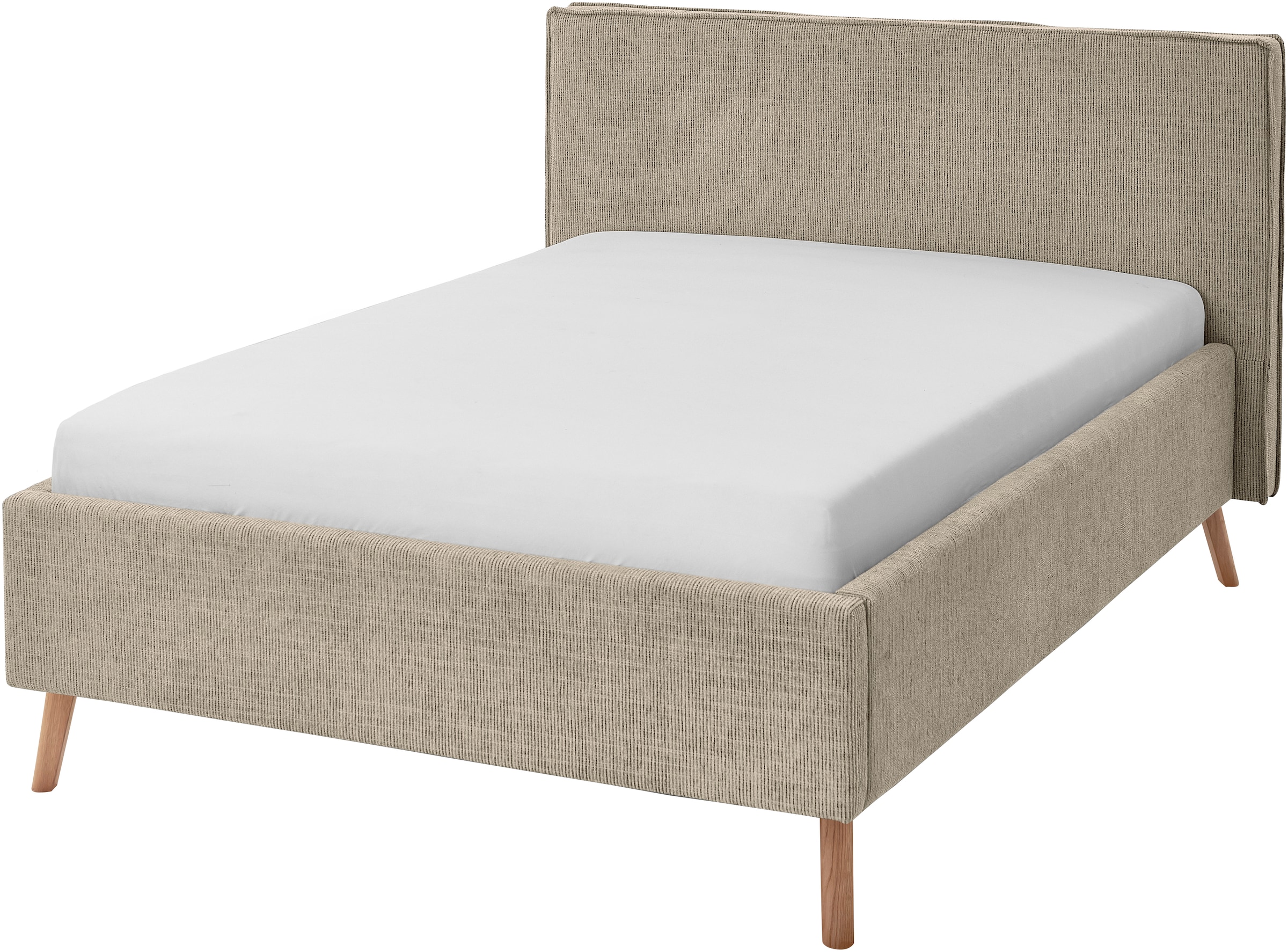 meise.möbel Lit rembourré »Riva« avec pieds en bois couleur chêne, option coffre de lit et sommier à lattes