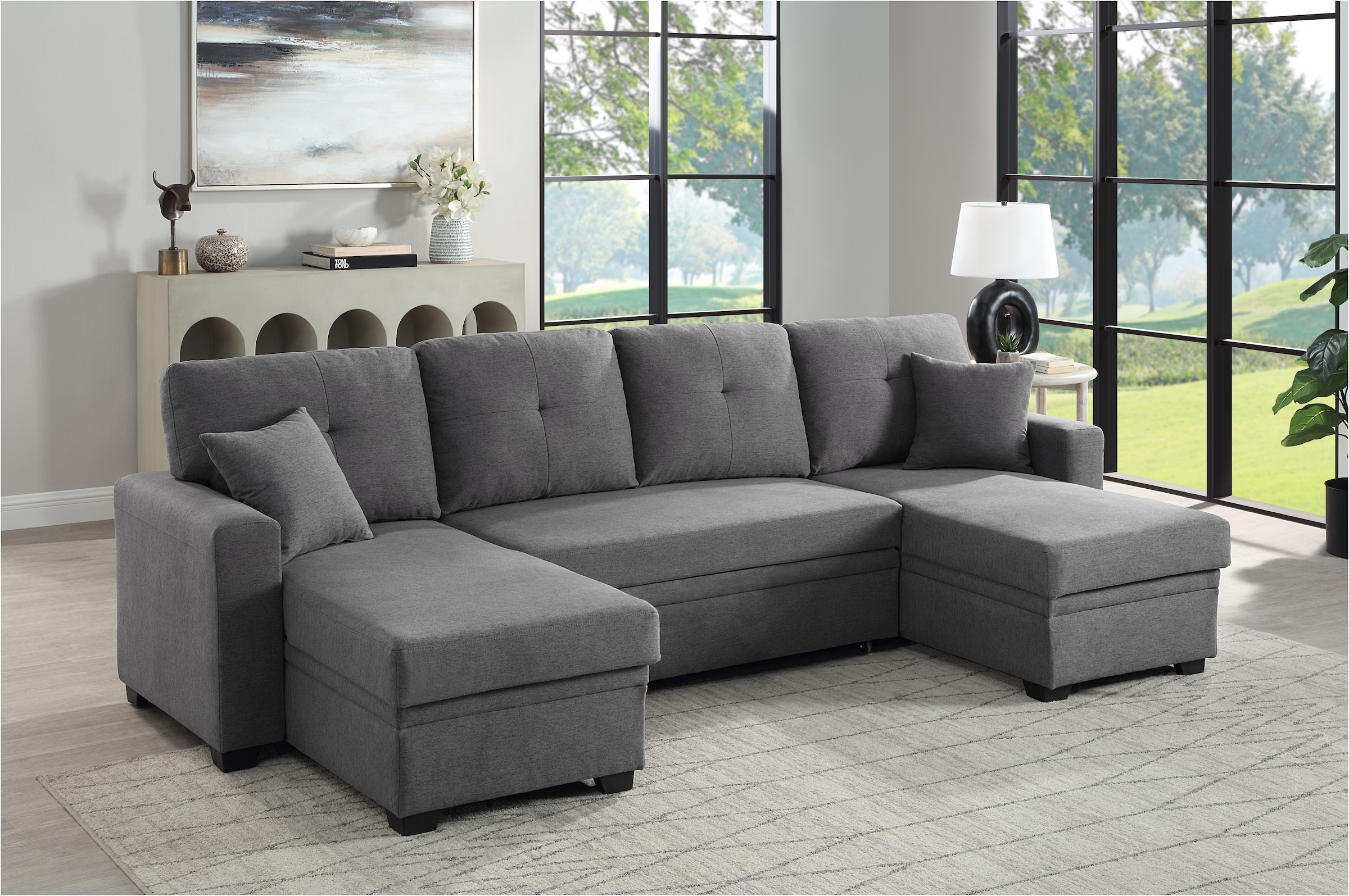Image of ATLANTIC home collection Wohnlandschaft "Gerrit U-Form, Br. 282 cm" mit Bettfunktion, 2 Bettkästen & 2 Zierkissen