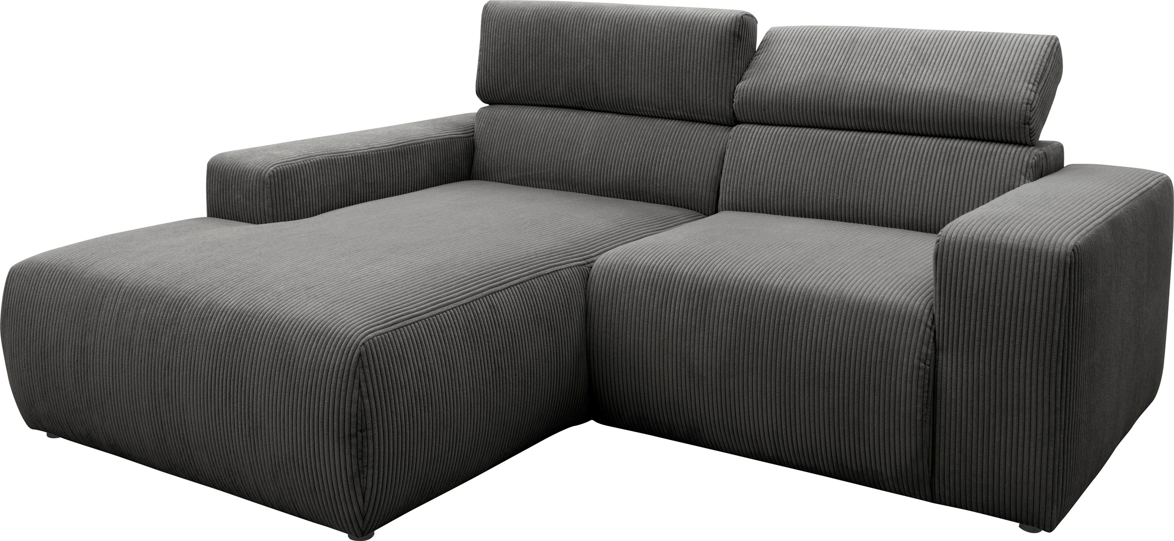 DOMO collection Ecksofa »Brandon B/T: 214/100 cm, belastbar bis 140kg/ Sitz, L-Form«, Cord, grau