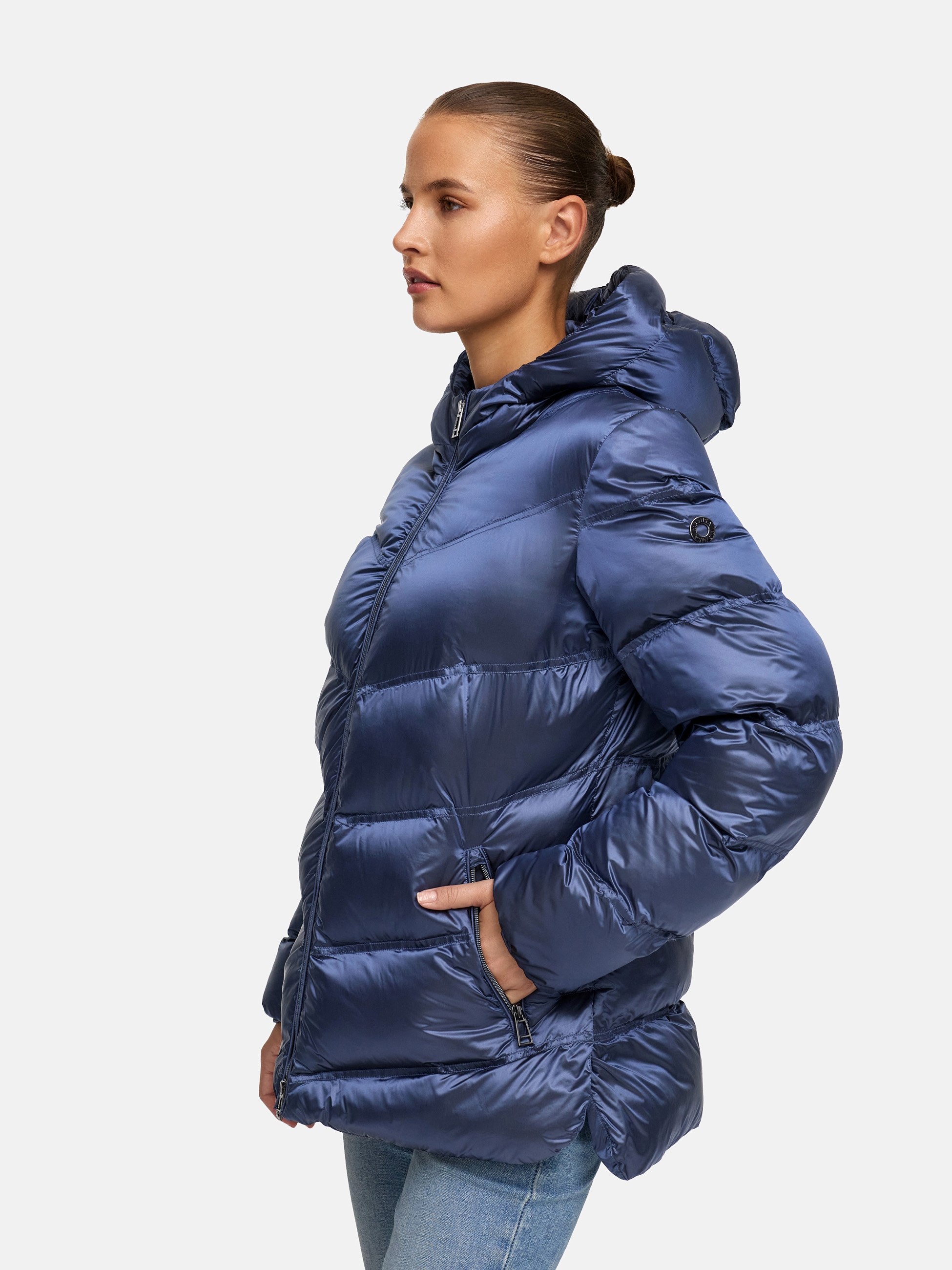 MANISA Steppjacke, mit Kapuze, mit Stehkragen, Kapuze und elastischem Ärmelsaum
