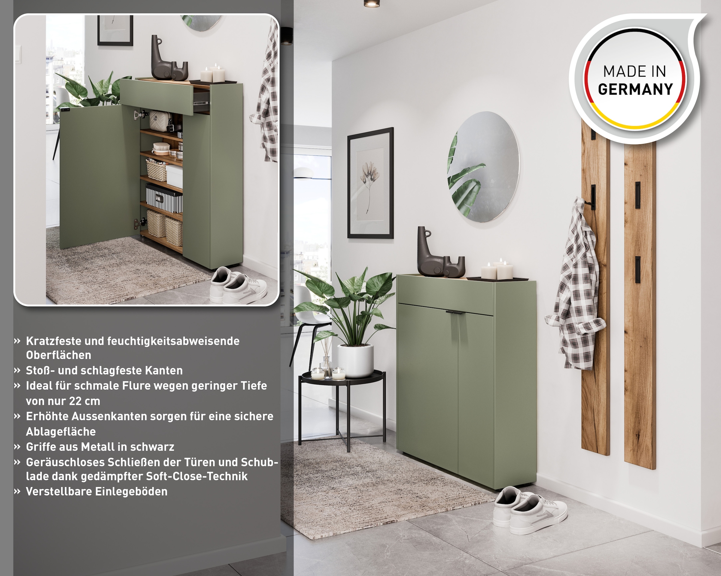 GERMANIA Armoire multi-usages »Ameca« 1 cuis tlg. mit geringer Tiefe - ideal für schmale Flure, Breite 83 cm