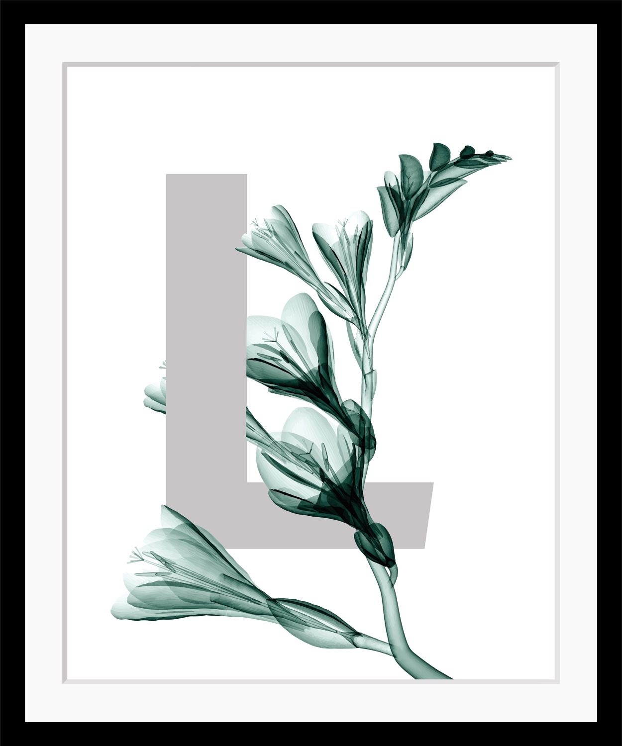 Image of queence Bild "L-Flower" Buchstaben Pflanzen Pflanzenbilder Blätter, gerahmt, Blume