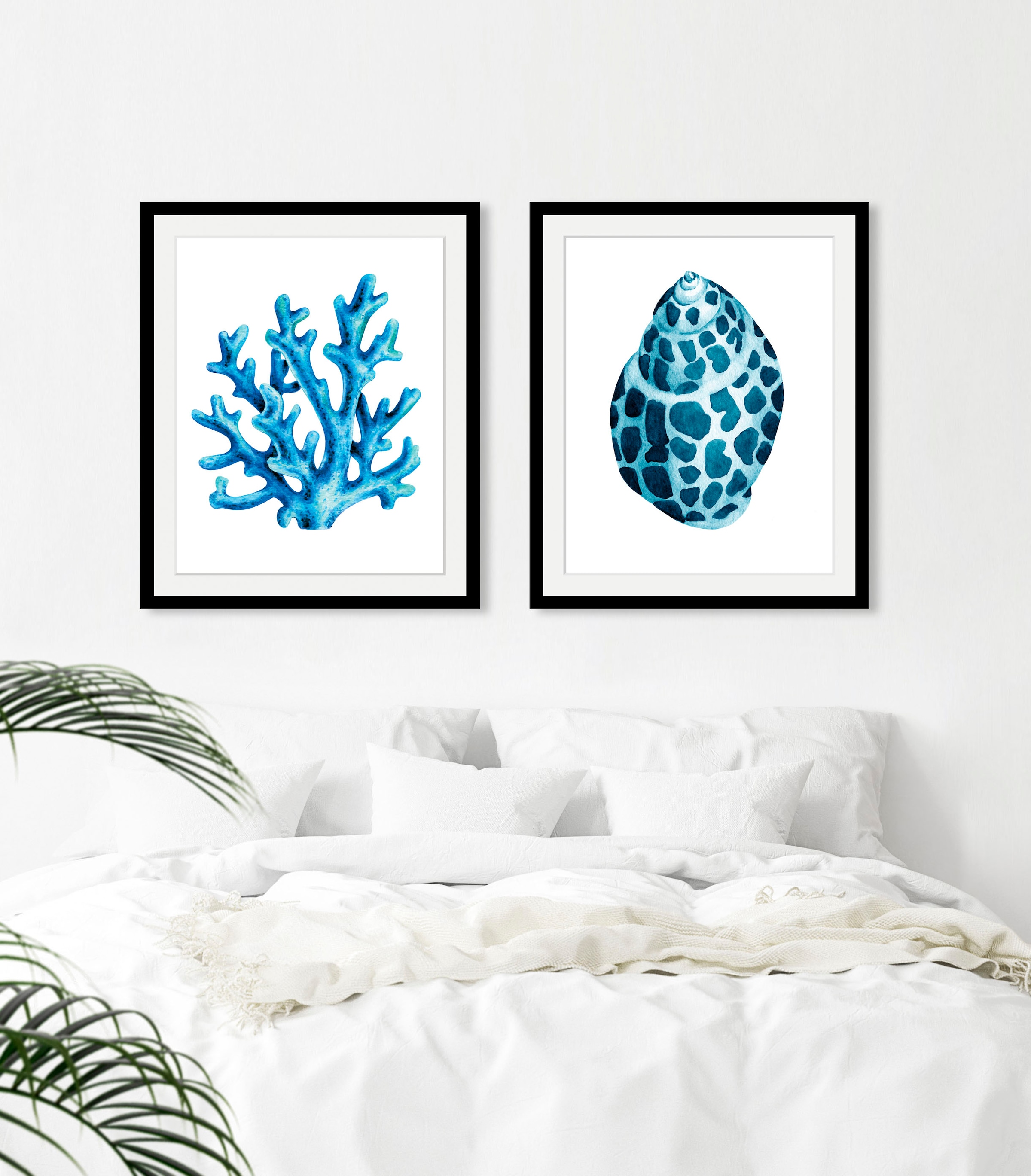 Image of queence Bild "Worti" Kunst Meer Wassertiere 1 Stk. tlg. HD Premium Poster-Druck inkl. Holzrahmen