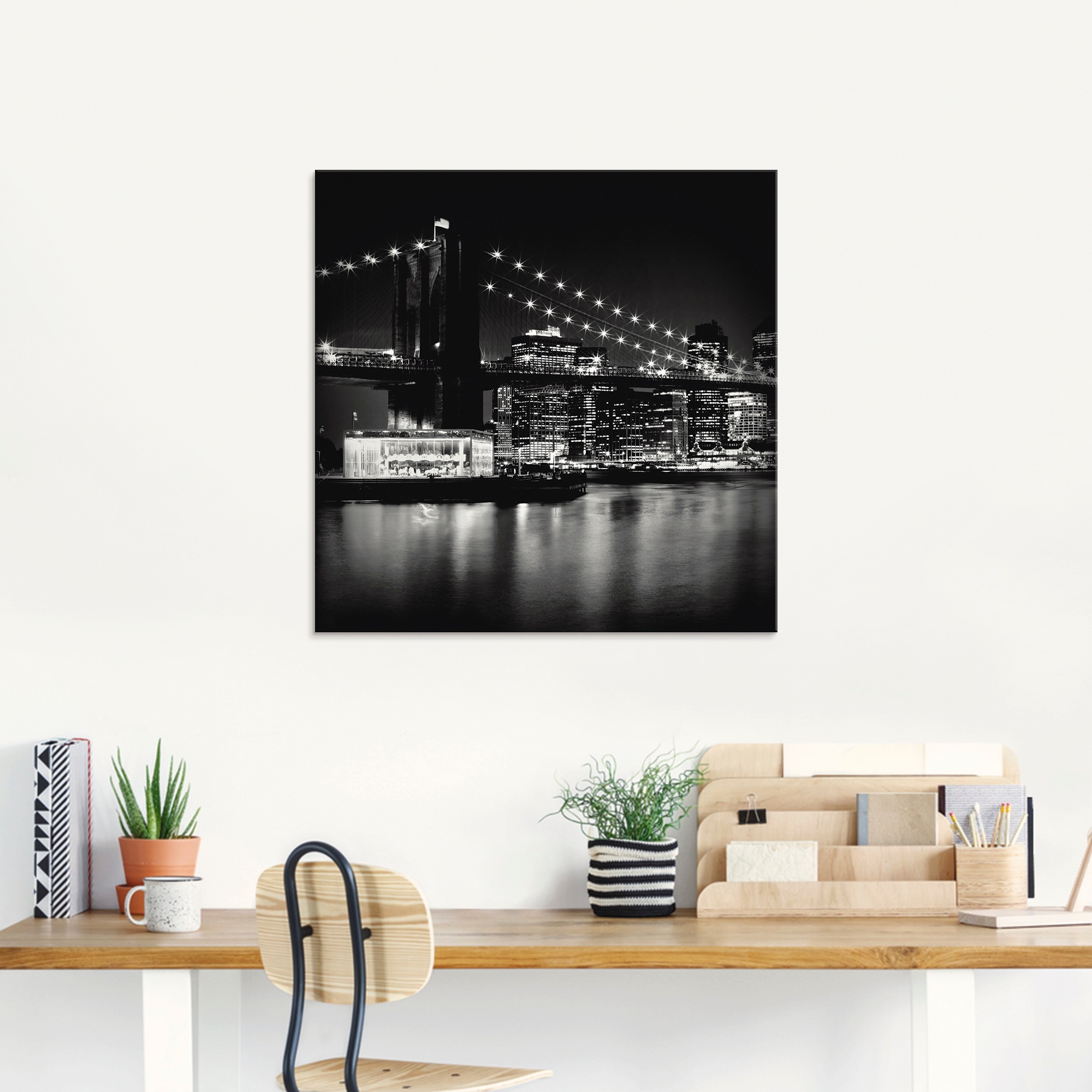 Artland Glasbild »NYC Brooklyn (1 acheter in Nacht«, Amerika, St.), Bridge Grössen verschiedenen confortablement bei