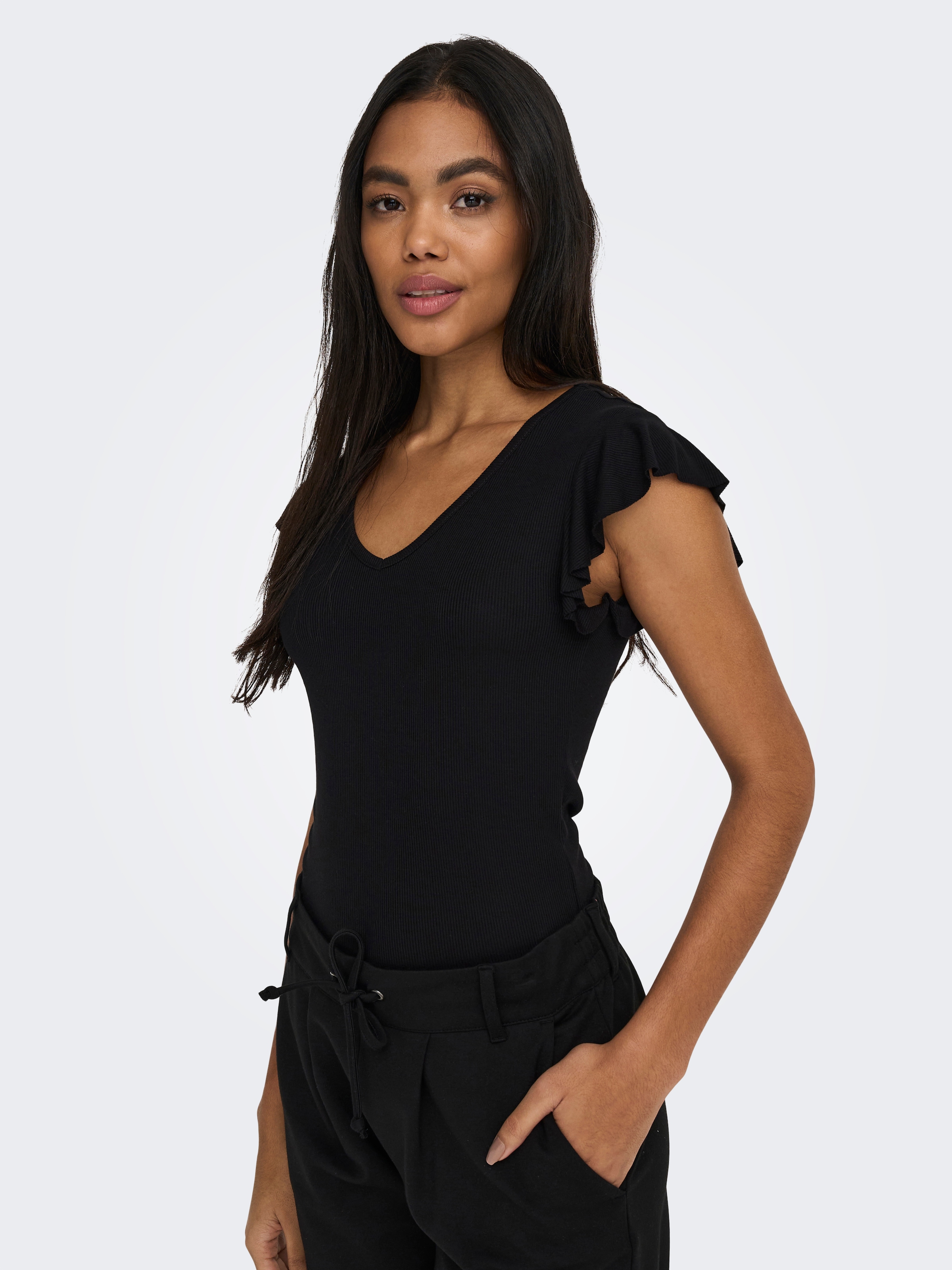 ONLY T-shirt en V »ONLBELIA – V-Ausschnitt für femininen Sommerkomfort« Viskosemischung, regular fit, Rundhals