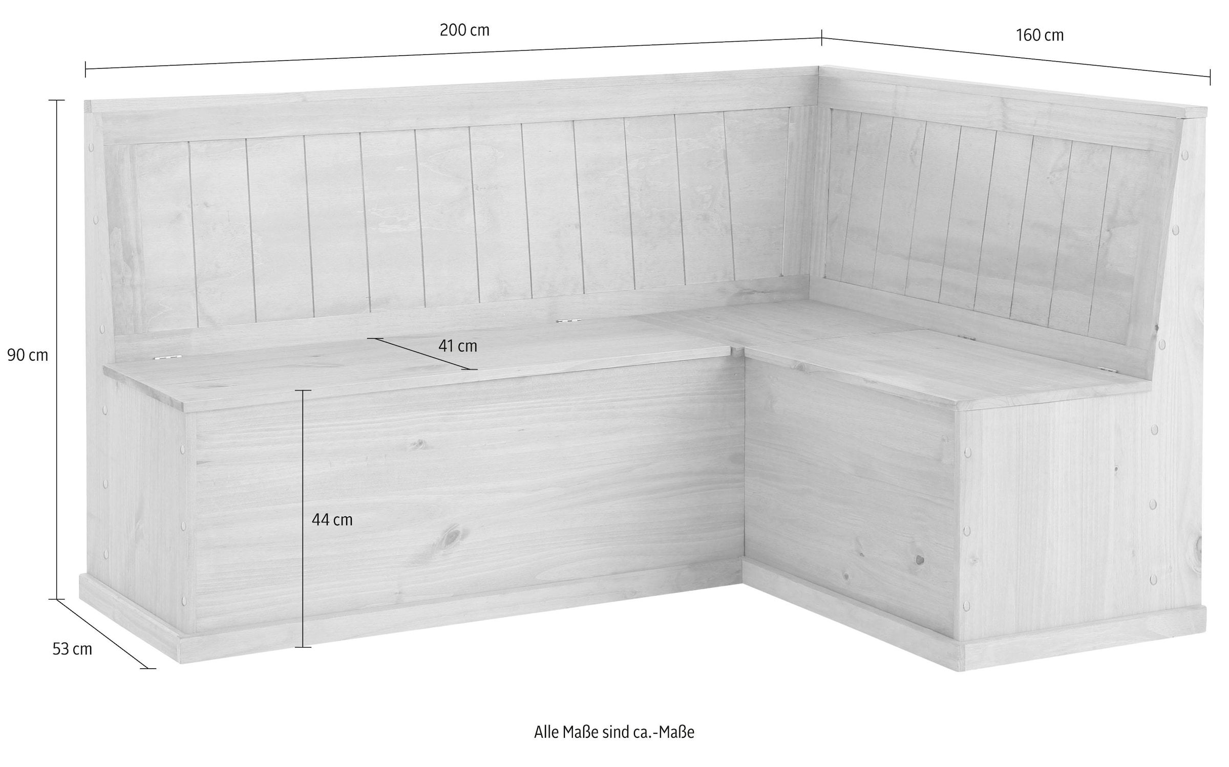 Home affaire Eckbank »Sara, TOPSELLER!«, (Eckbank, OTTOs Choice), aus massiver Kiefer in 2 Grössen, Stauraummöglichkeiten