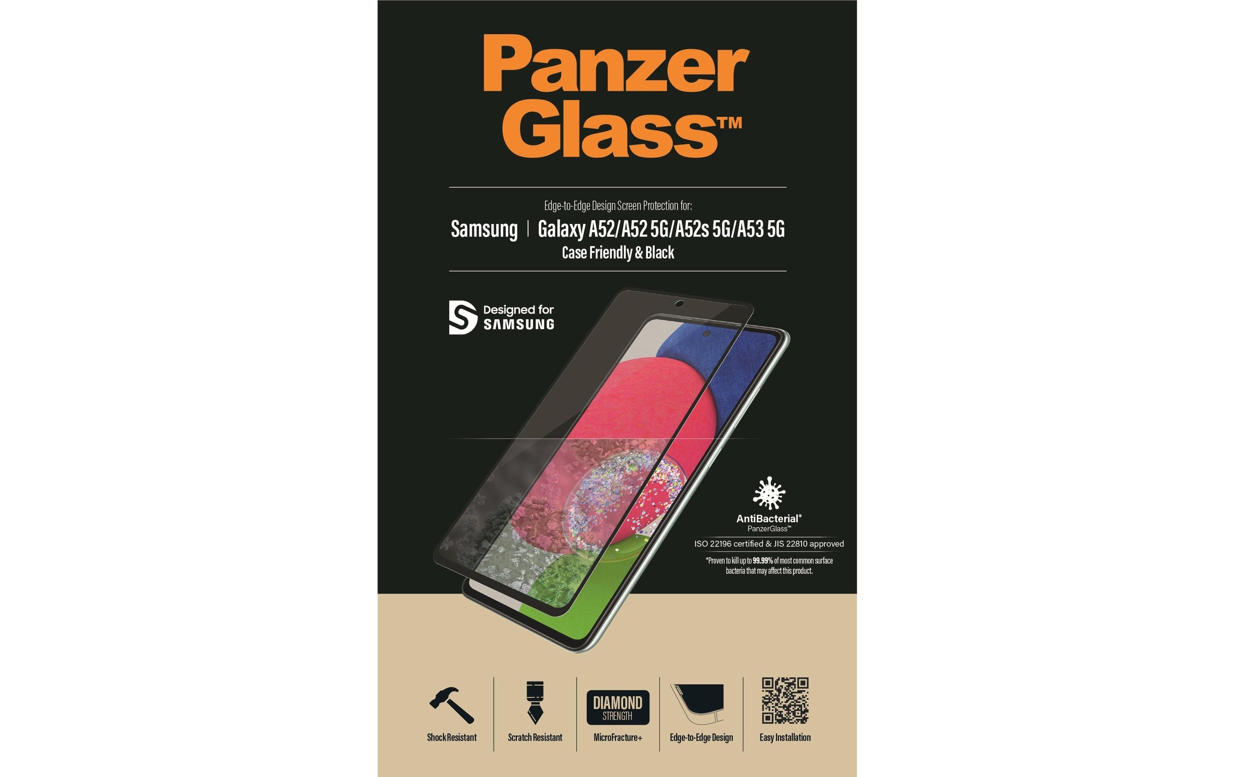 PanzerGlass Schutzfolie »Friendly Galaxy A5«, (1 St.), Mit Rahmen