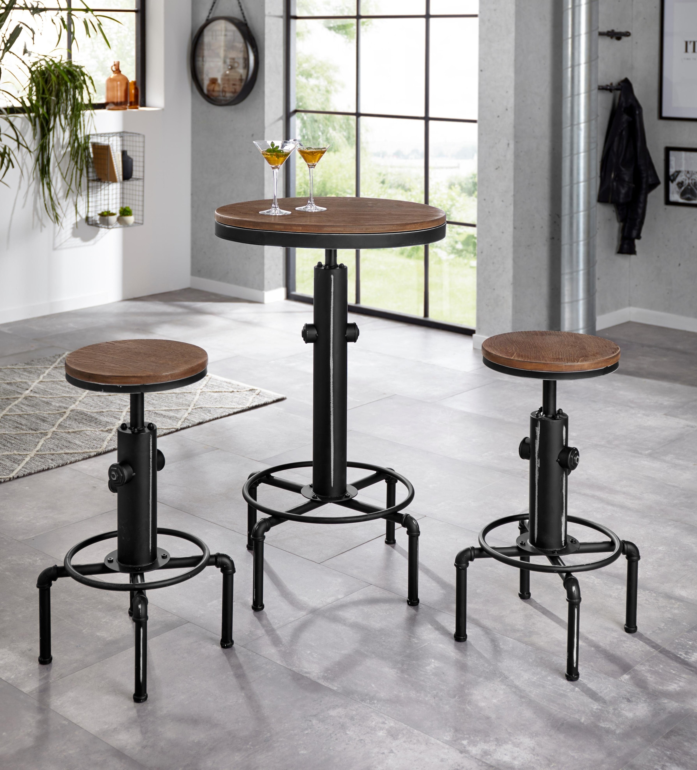 Homexperts Barhocker »Solid«, (2 St.), Industrial Design mit used Look
