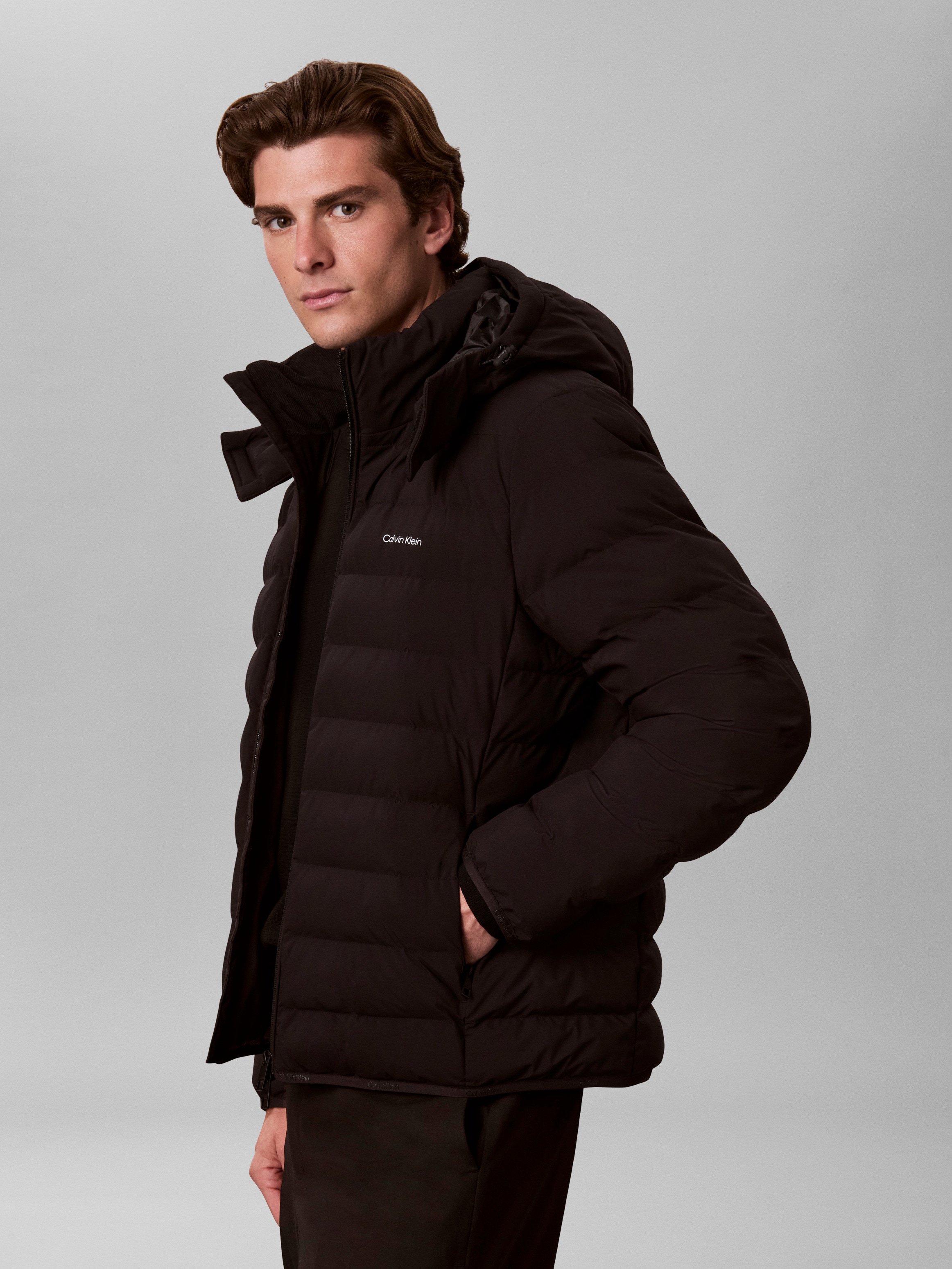 Calvin Klein Jeans Steppjacke »NYLON HOODED PUFFER« mit Kapuze Regular fit mit Kapuze