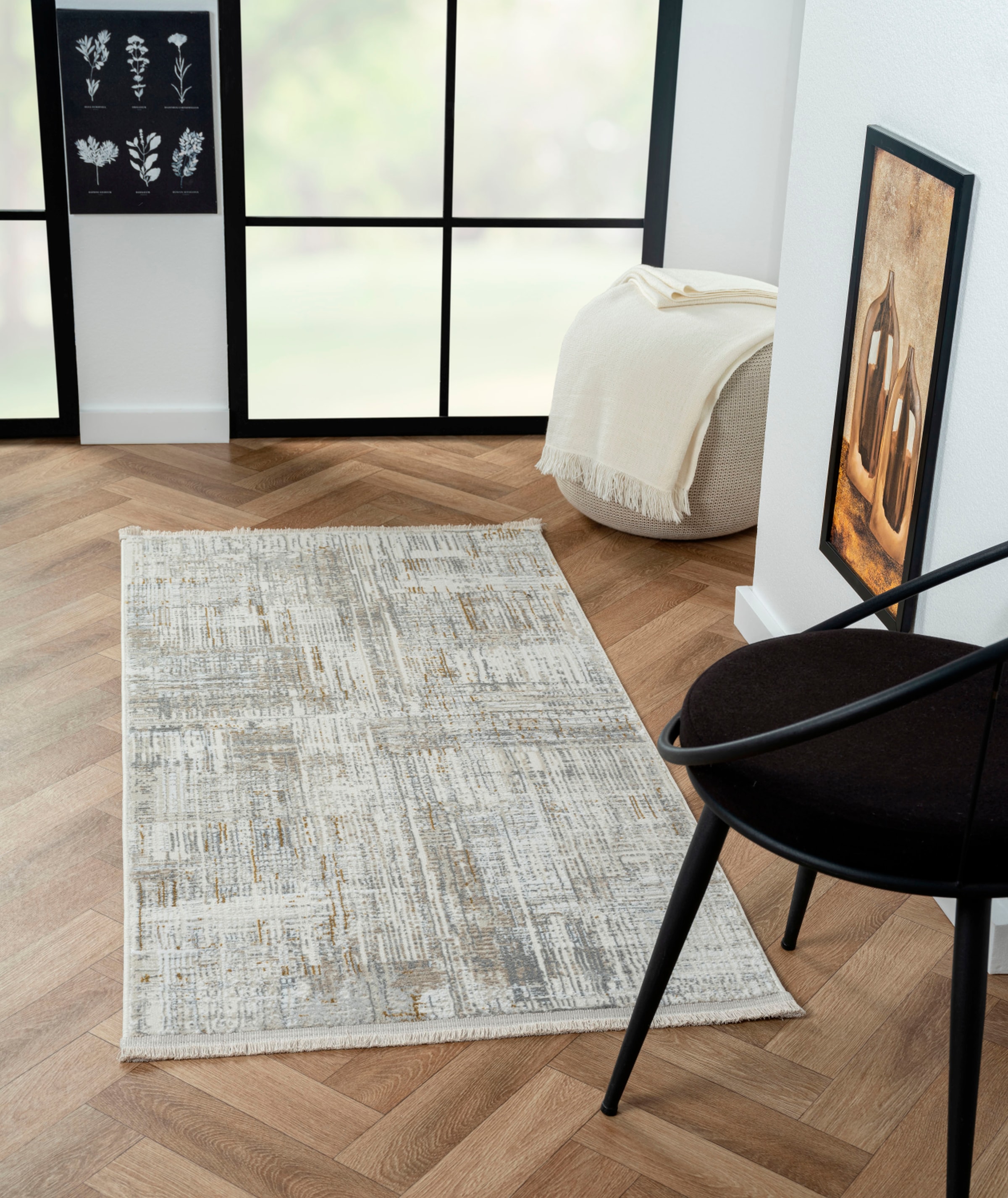 Image of Myflair Möbel & Accessoires Teppich "My Taste" rechteckig 10 mm Höhe Kurzflor, Retro-Design, besonders weich durch Microfaser, mit Fransen