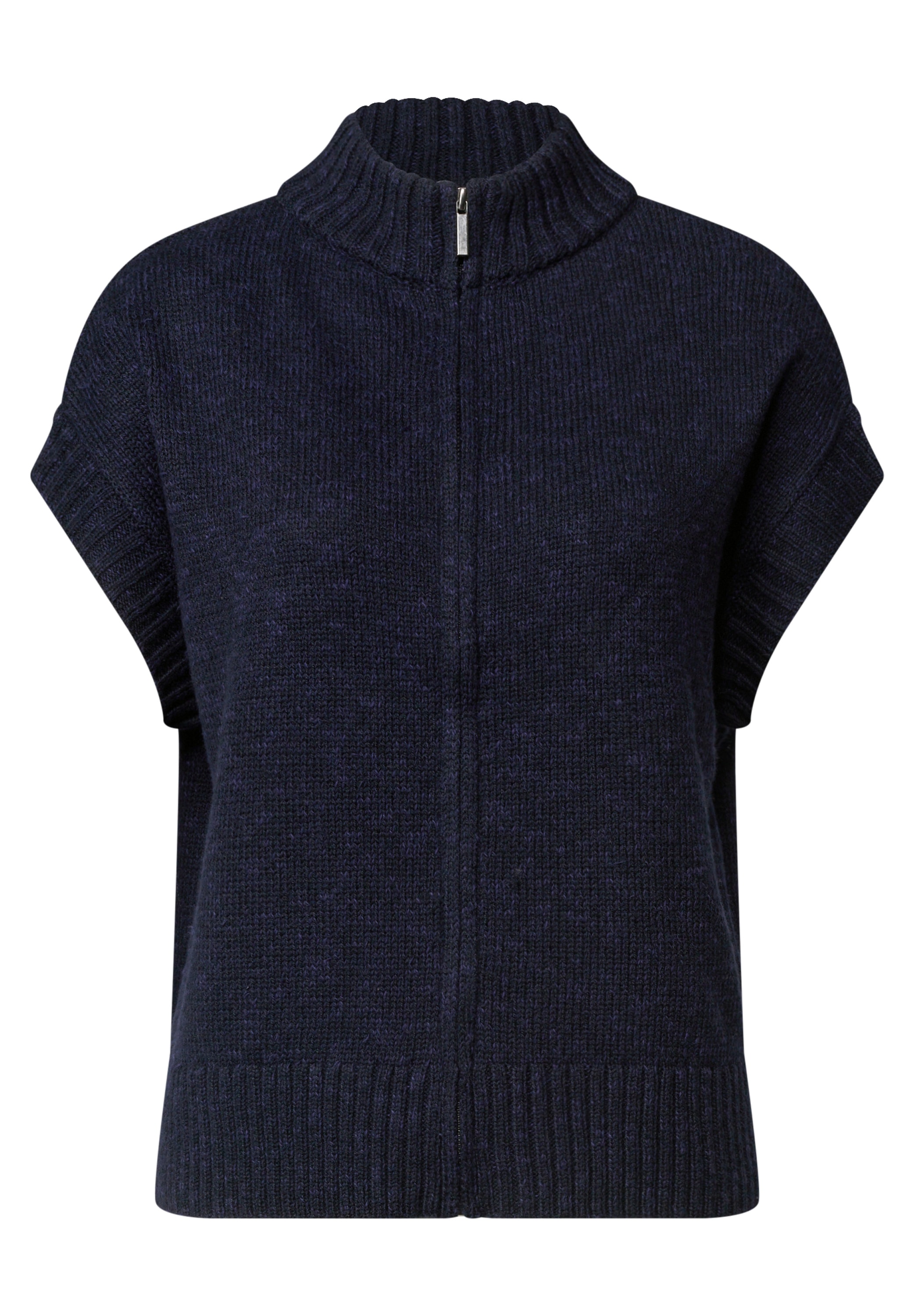 STREET ONE Strickjacke Kurzarm-Cardigan mit Turtle Neck und Zipper