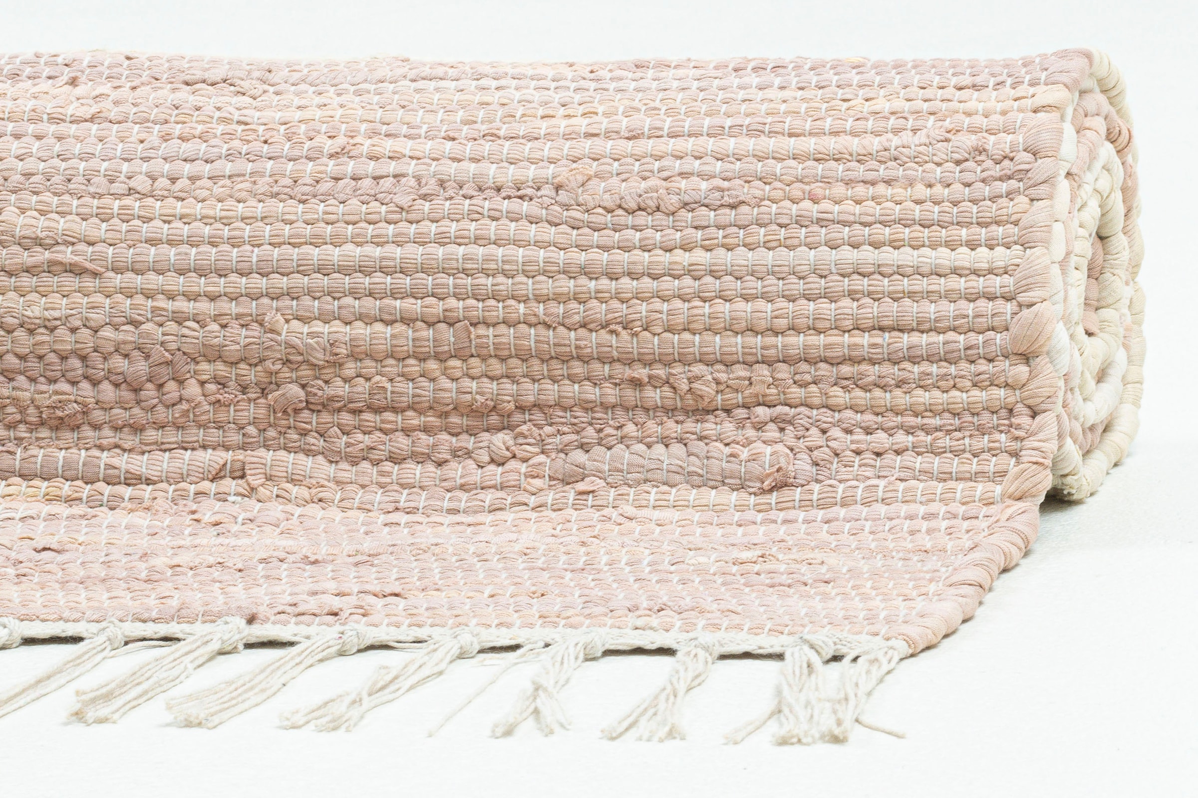 rechteckig, Teppich Baumwolle, reine ♕ versandkostenfrei Fransen »Stripe Flachgewebe, handgewebt, THEKO auf Cotton«, gestreift, mit