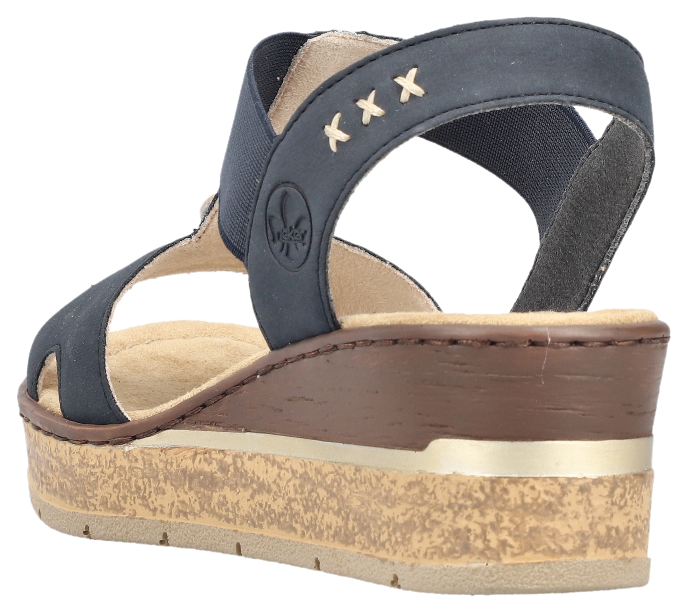 Rieker Sandales compensées  Sommerschuh, Sandale, Plateausandale mit Gummizug für guten Sitz