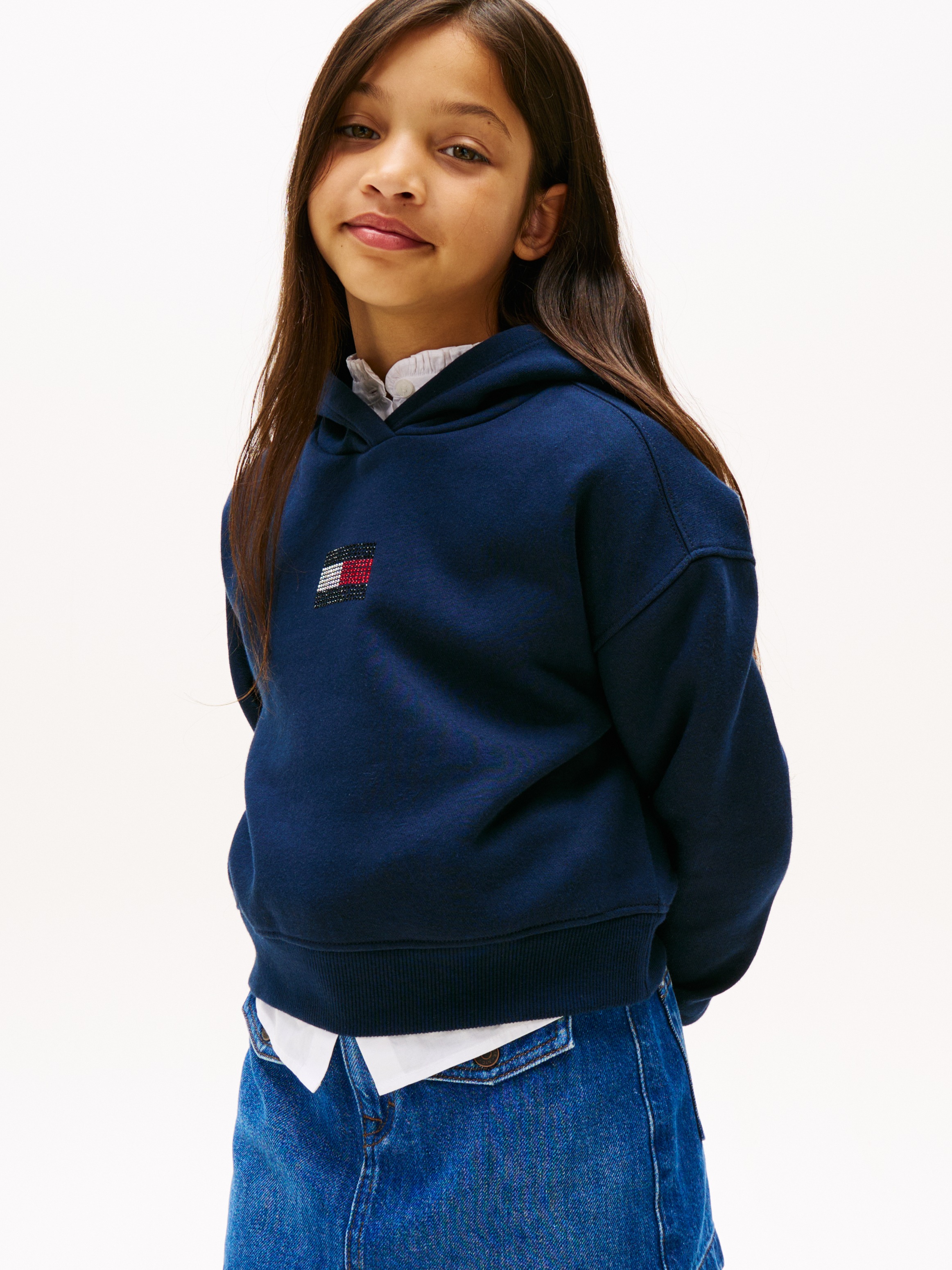Image of Tommy Hilfiger Kapuzensweatshirt "RHINE STONE FLAG HOODIE", Kinder bis 16 Jahre