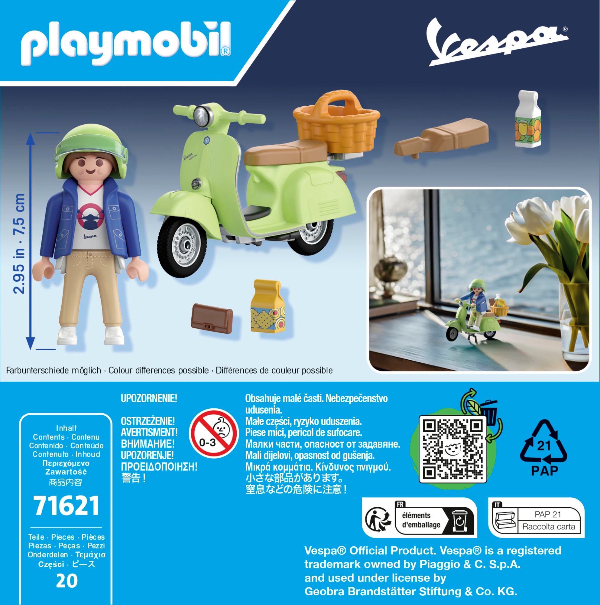 Playmobil® Konstruktions-Spielset »1969 Vespa 150 Sprint Veloce, Hellgrün (71621), Vespa« Made in Europe