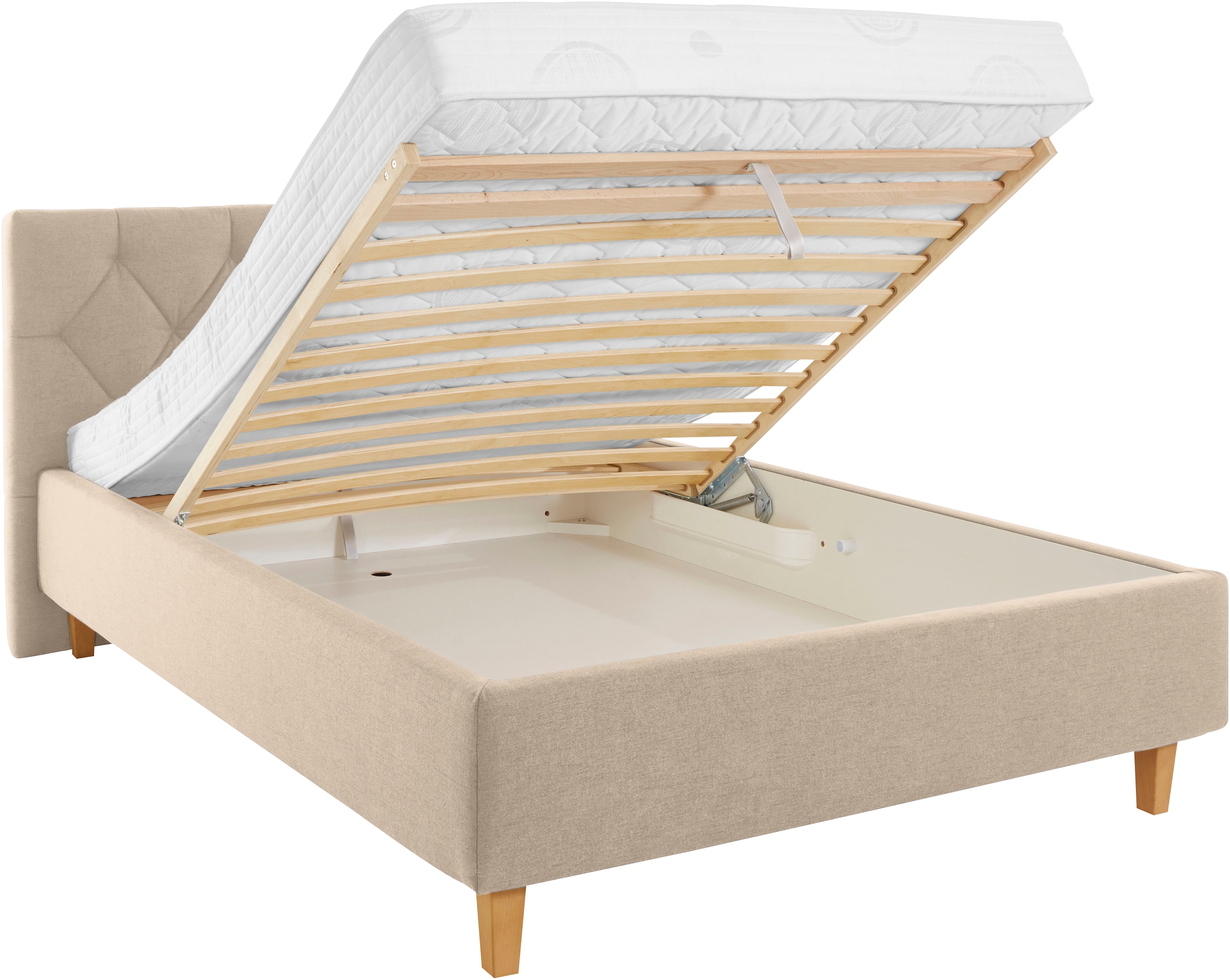 Home affaire Lit rembourré »Sunley 100« Kreuzsteppung, Kopfteilhöhe 102 cm, ohne oder mit Matratze/Lattenrost