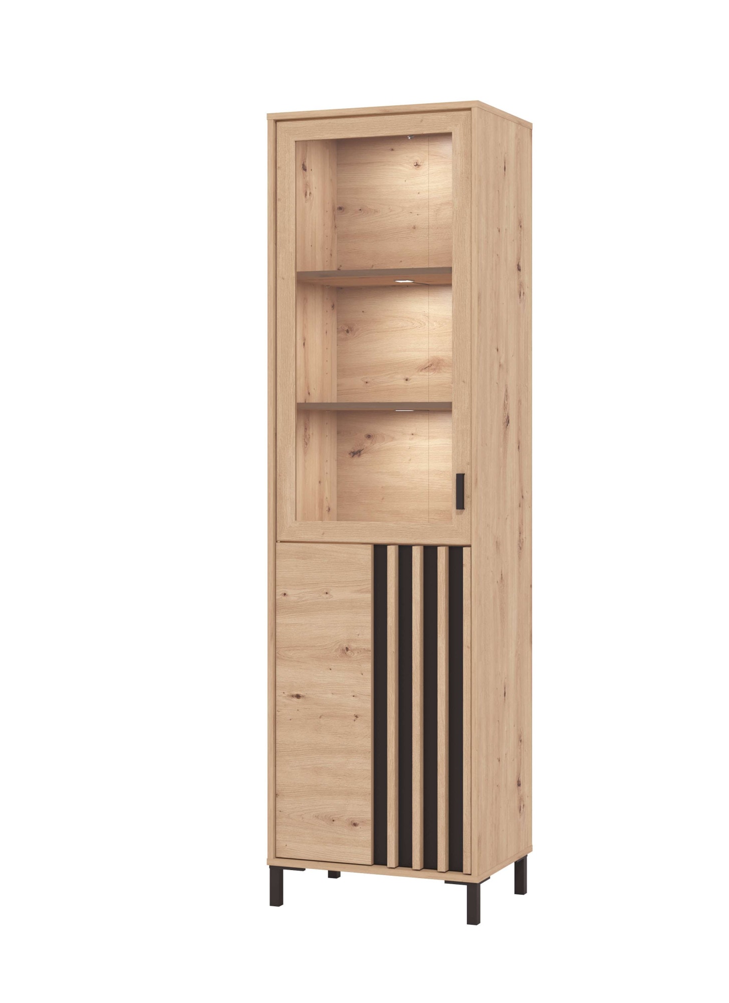 Home affaire Vitrine »LAVAL Vitrinenschrank, Glasschrank, Standvitrine, Highboard/Sideboard« Türen, 4 Einlegeböden, 5 Fächer, Gesamtmasse (B/T/H): 54,5/40/192,5 cm