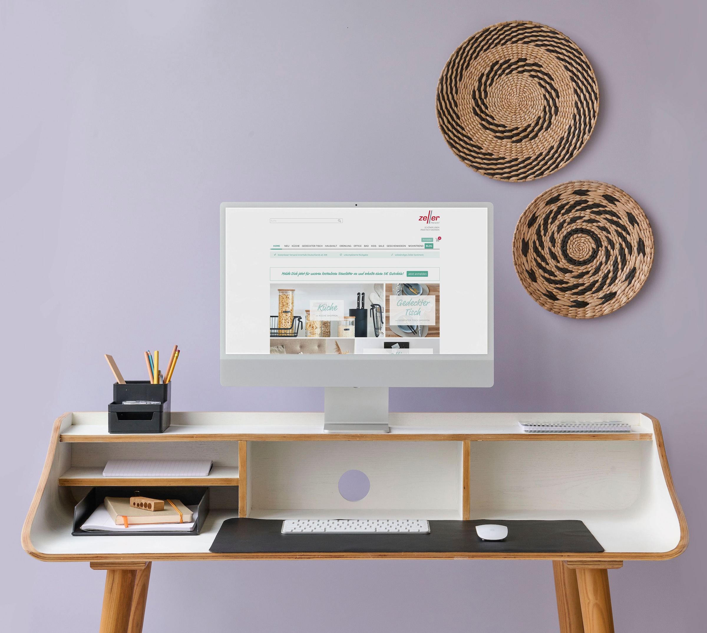 Zeller Present Dekoschale Ø 30 cm, Papiergeflecht