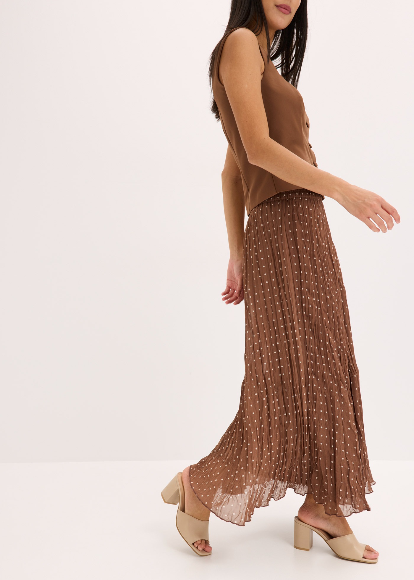 bonprix Jupe plissée mit Elastikbund, in A-Linie, mit Crash-Optik