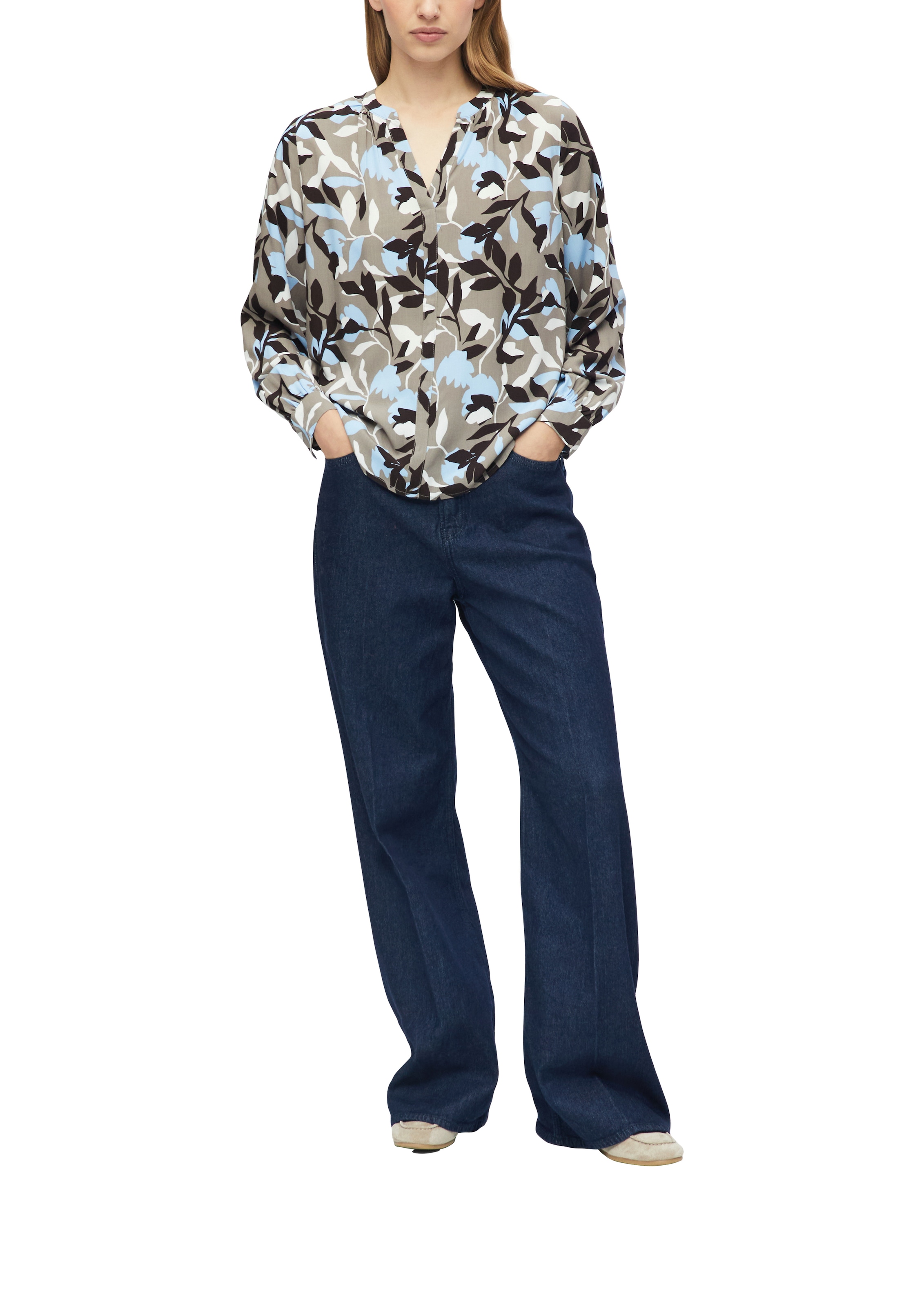 s.Oliver Langarmbluse im Tunika-Look und mit floralem Muster