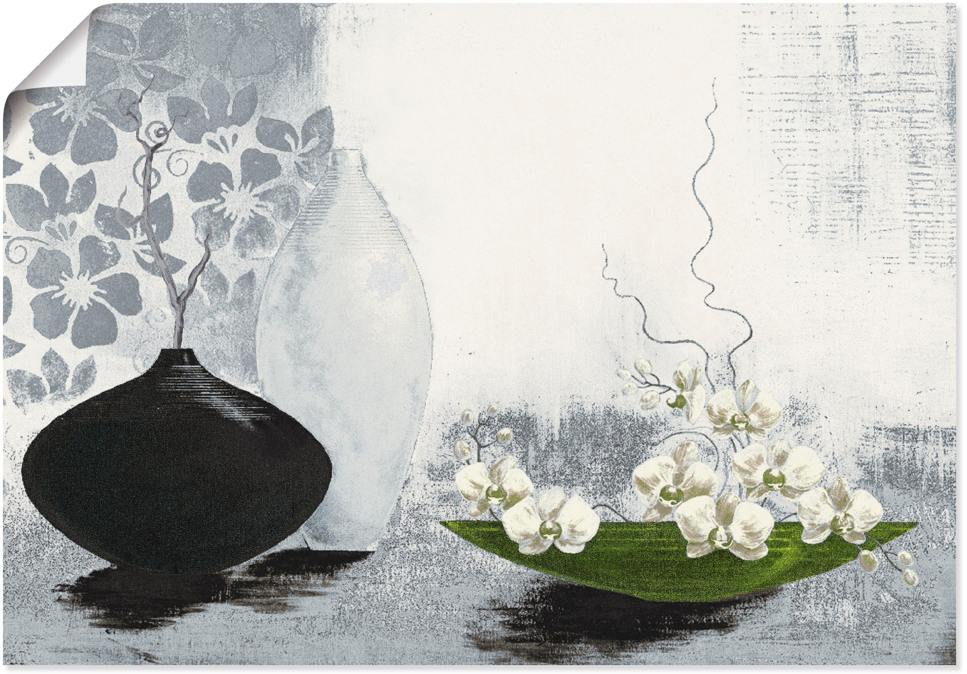 Wandbild »Modernes bauchiges Gefäss mit Orchideen«, Vasen & Töpfe, (1 St.), als...