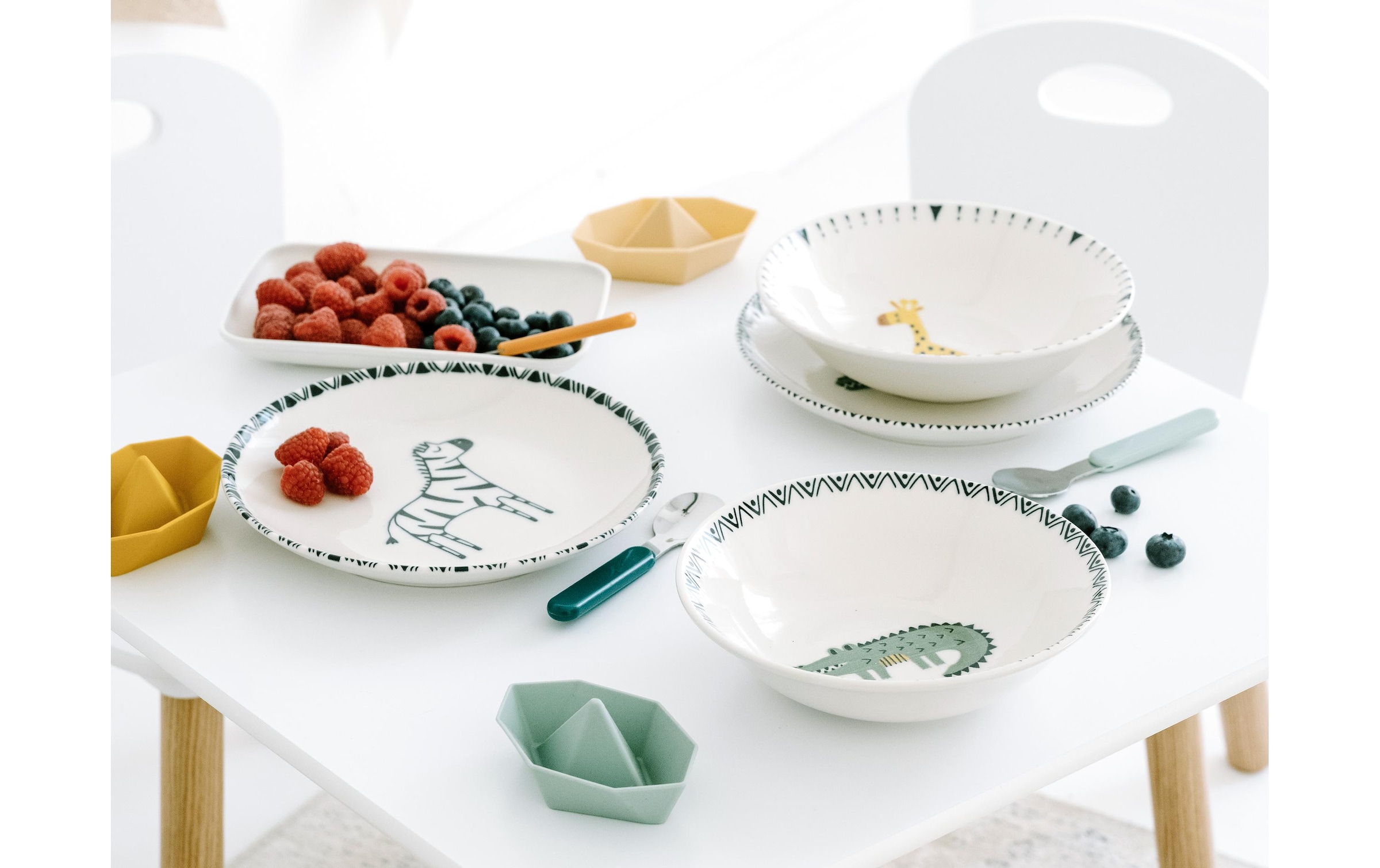 CreaTable Set de vaisselle pour enfants »Safari 8-teilig Steinzeug Bunt«