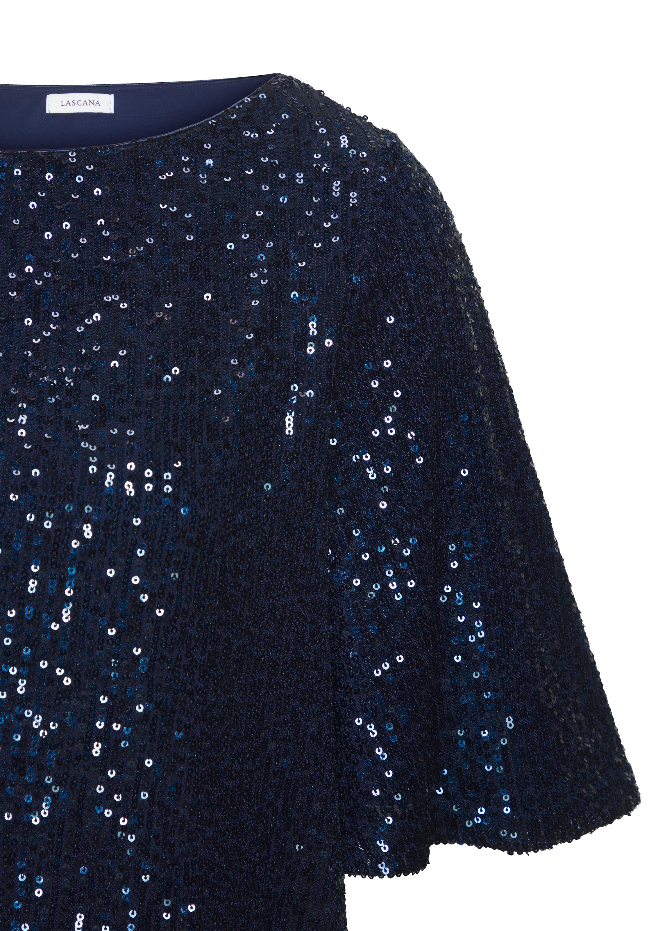 LASCANA T-shirt à paillettes à manches larges, t-shirt festif pailleté, t-shirt de fête