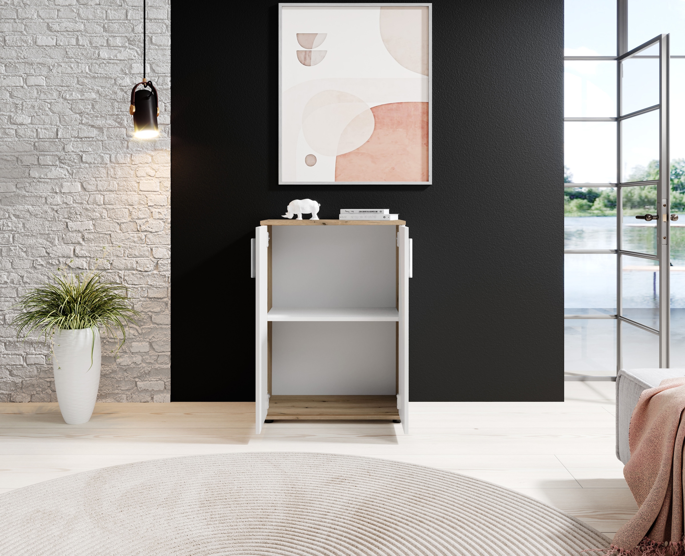 HBZ Kommode »BC-Drift-2, Mehrzweckschrank Stellmass BxHxT 60x84x35 cm« 1 Stk. tlg. Schrank mit 2 Türen und 1 Einlegeboden