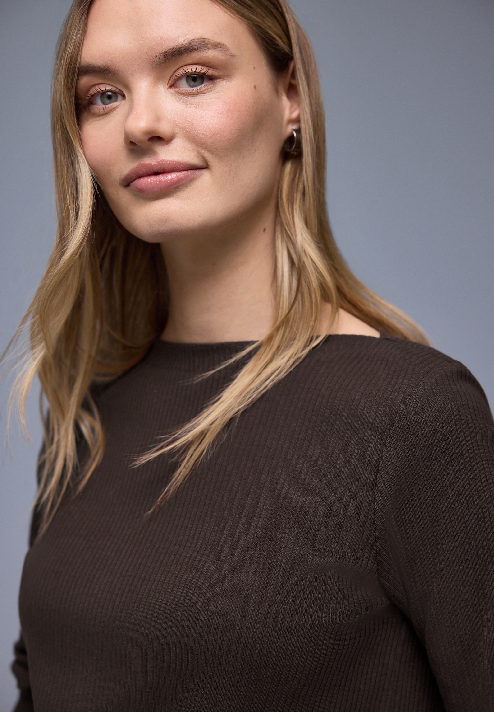 STREET ONE T-shirt à manches 3/4 in Rippstruktur