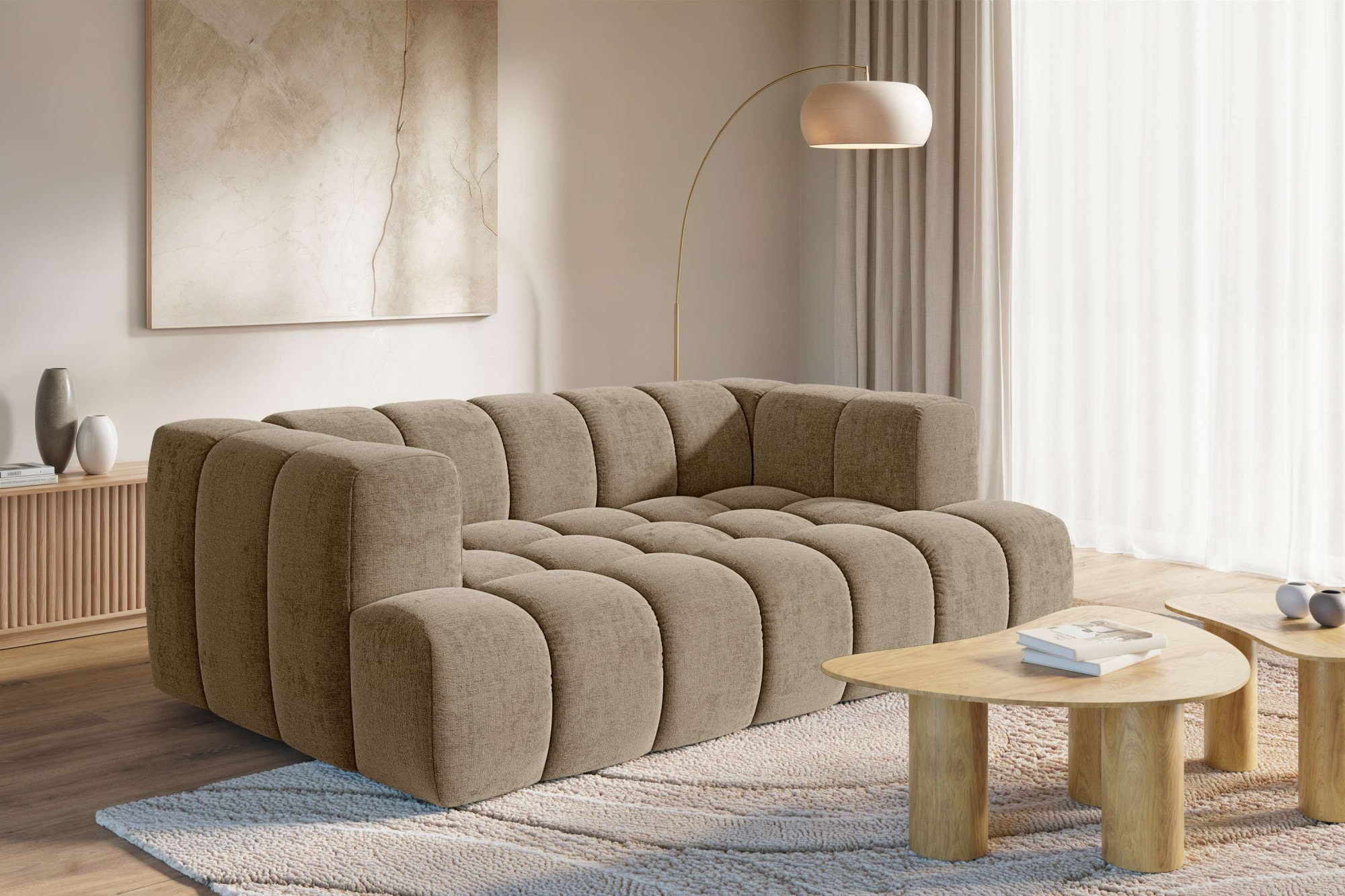 homsy by Ana Johnson 3-places »»XL« BOUBELLE Design-Sofa extra tief, Bubble-Optik, Breite 217 cm« hoher Sitzkomfort dank Wellenunterfederung,  XL Sitztiefe 100 cm