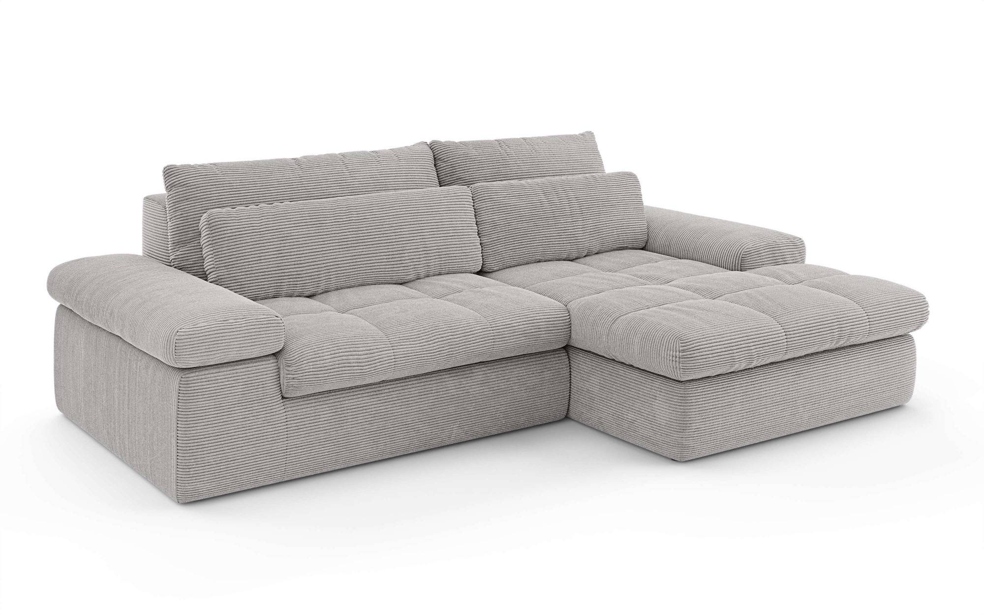 Home affaire Ecksofa »ALVERIE mit Recamiere, moderne Steppung, Masse: B/T/H 274/203/106 cm«, L-Form mit Wellenunterfederung, mit 4 Rückenkissen, pflegeleicht Stoff