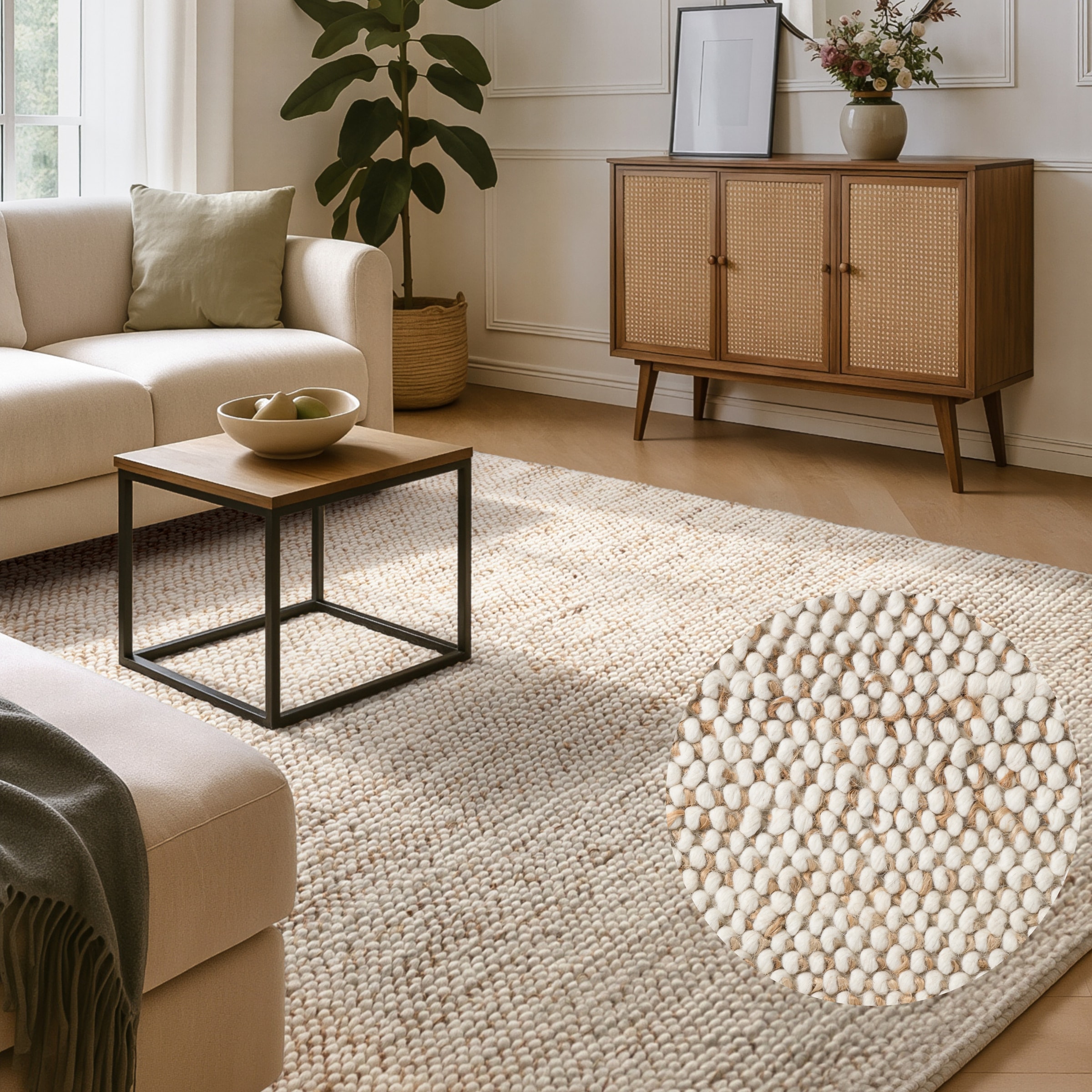 Image of Villeroy & Boch Teppich "Peas" rechteckig 18 mm Höhe Handgewebt, Bouclé, Wolle, Jute, Natur, Läufer, Wohnzimmer, Skandi