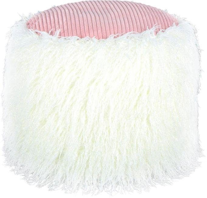 Kayoom Pouf »Fellpouf Bobtail 125, Fellhocker in zweifarbigem Design«, (1 St.), modern, dekorativ, kindersicherer Reissverschluss an der Unterseite