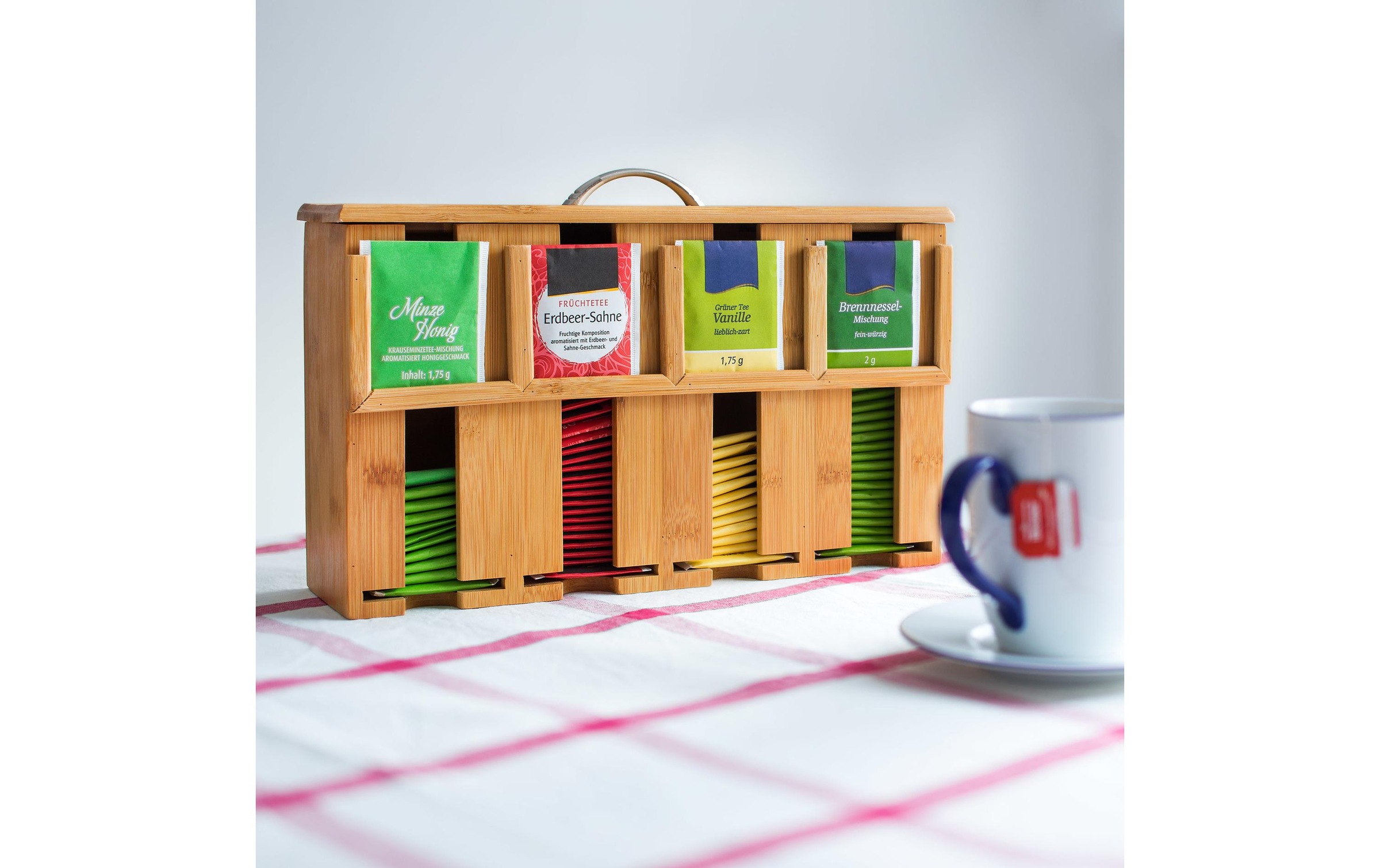 relaxdays Teebox »4 Fächer« 1 Stk. tlg. Holzart: Bambus (China)